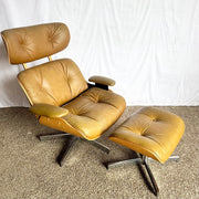 Mid Century Modern Eames Style Lounge Chair With Ottoman Dolphin & Flamingo
