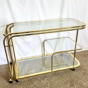 Hollywood Regency Expandable Brass and Glass Bar Cart by Milo Baughman for Dia Dolphin & Flamingo