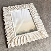 Vintage Boho Chic Faux Bamboo and Banana Leaf Wall Mirror Dolphin & Flamingo