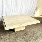 Vintage Italian Travertine Square Top Coffee Table Dolphin & Flamingo