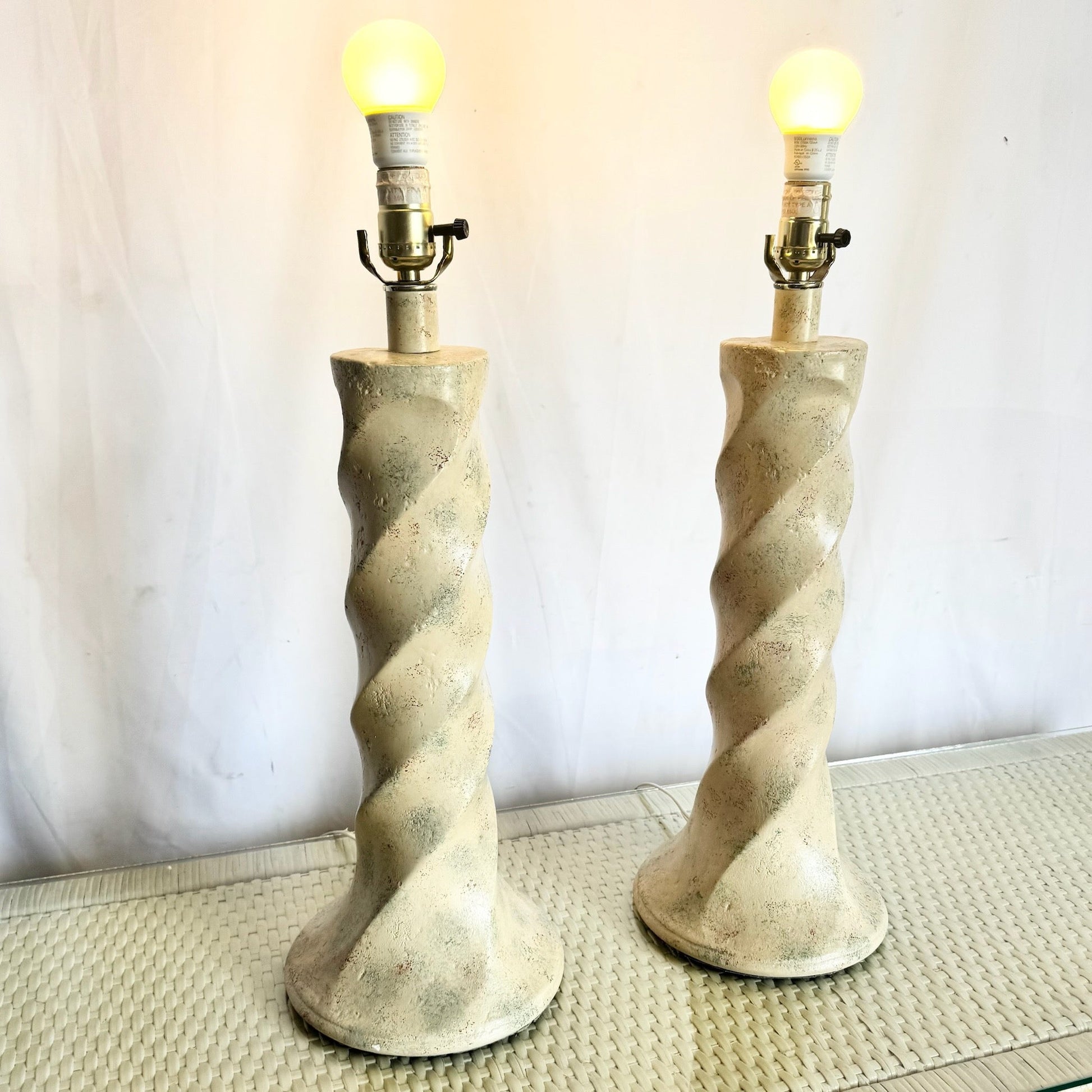 Postmodern Ceramic Swirl Table Lamps, Michael Taylor Style - A Pair Dolphin & Flamingo