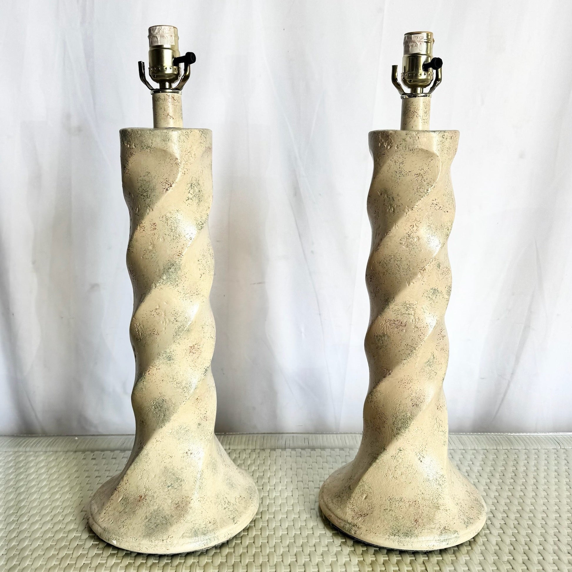 Postmodern Ceramic Swirl Table Lamps, Michael Taylor Style - A Pair Dolphin & Flamingo