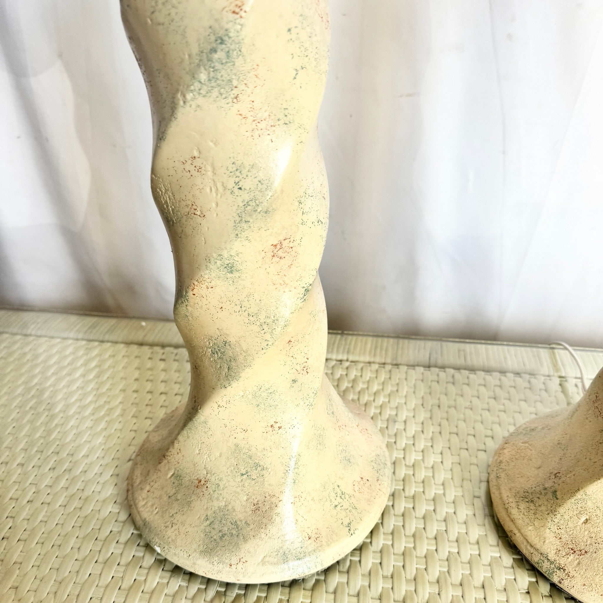 Postmodern Ceramic Swirl Table Lamps, Michael Taylor Style - A Pair Dolphin & Flamingo