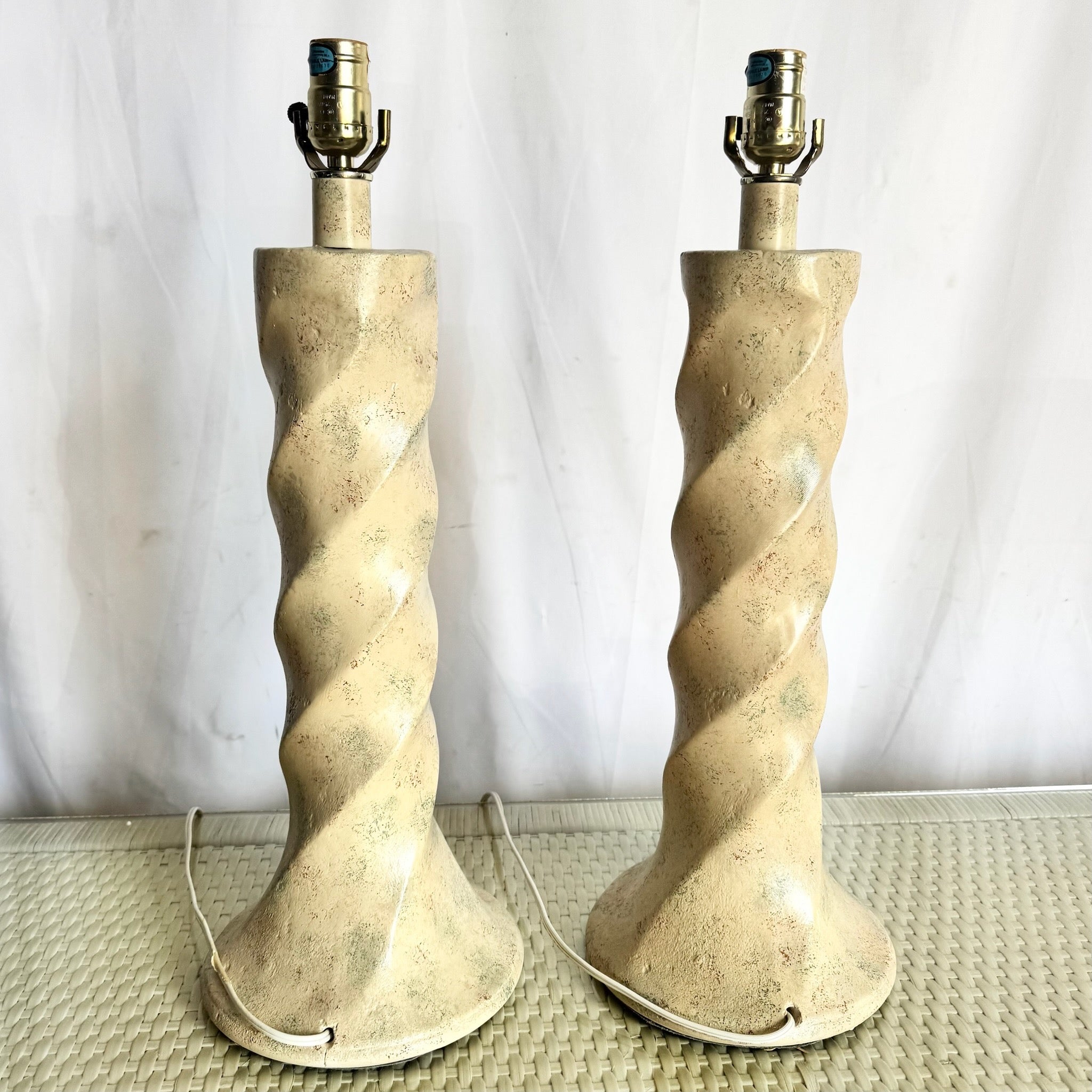 Postmodern Ceramic Swirl Table Lamps, Michael Taylor Style - A Pair Dolphin & Flamingo