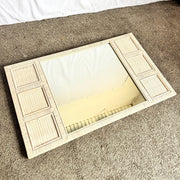 Boho Chic White Washed Wrapped Wicker Mirror Dolphin & Flamingo