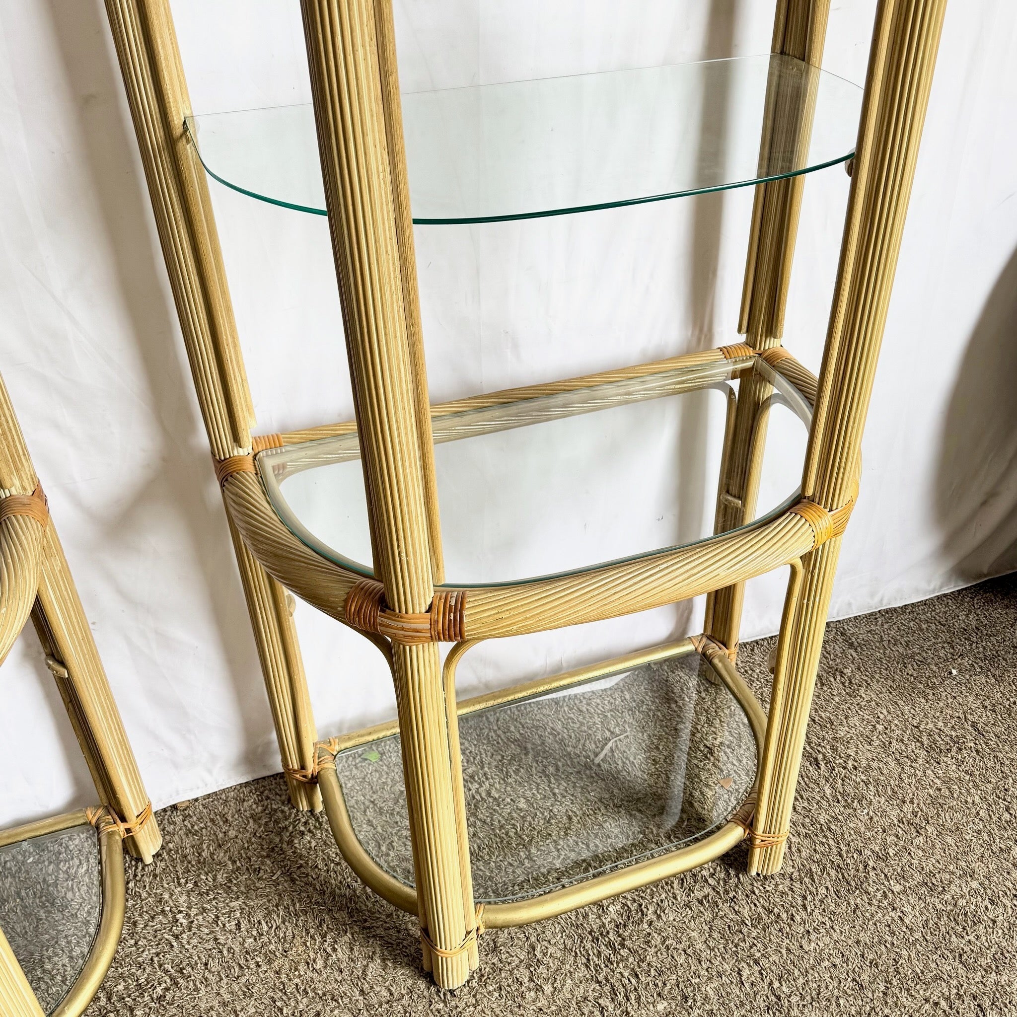 Boho Chic Pencil Reed Etageres - A Pair Dolphin & Flamingo