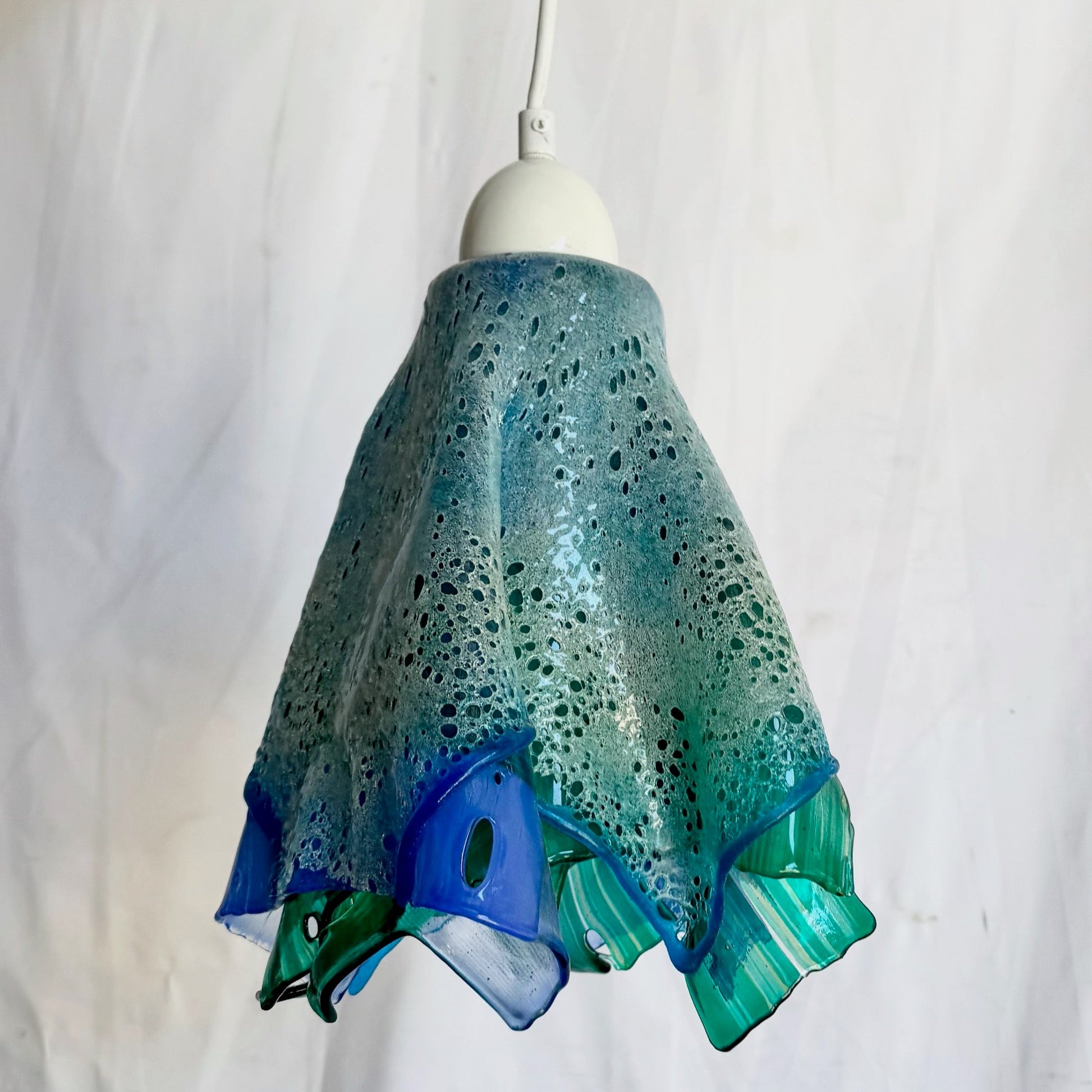 Hand Made Blown Glass Pendant Lamp Dolphin & Flamingo