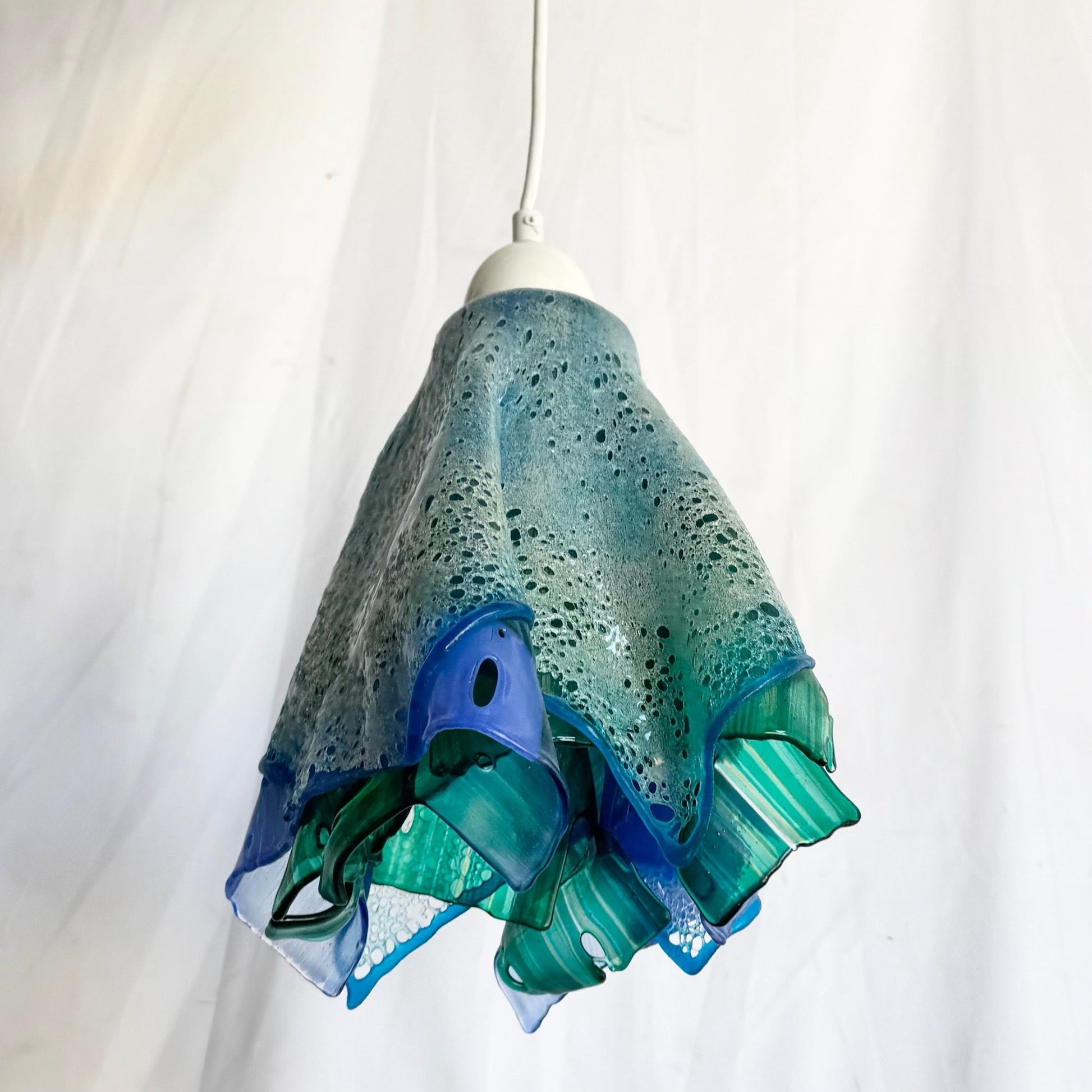 Hand Made Blown Glass Pendant Lamp Dolphin & Flamingo