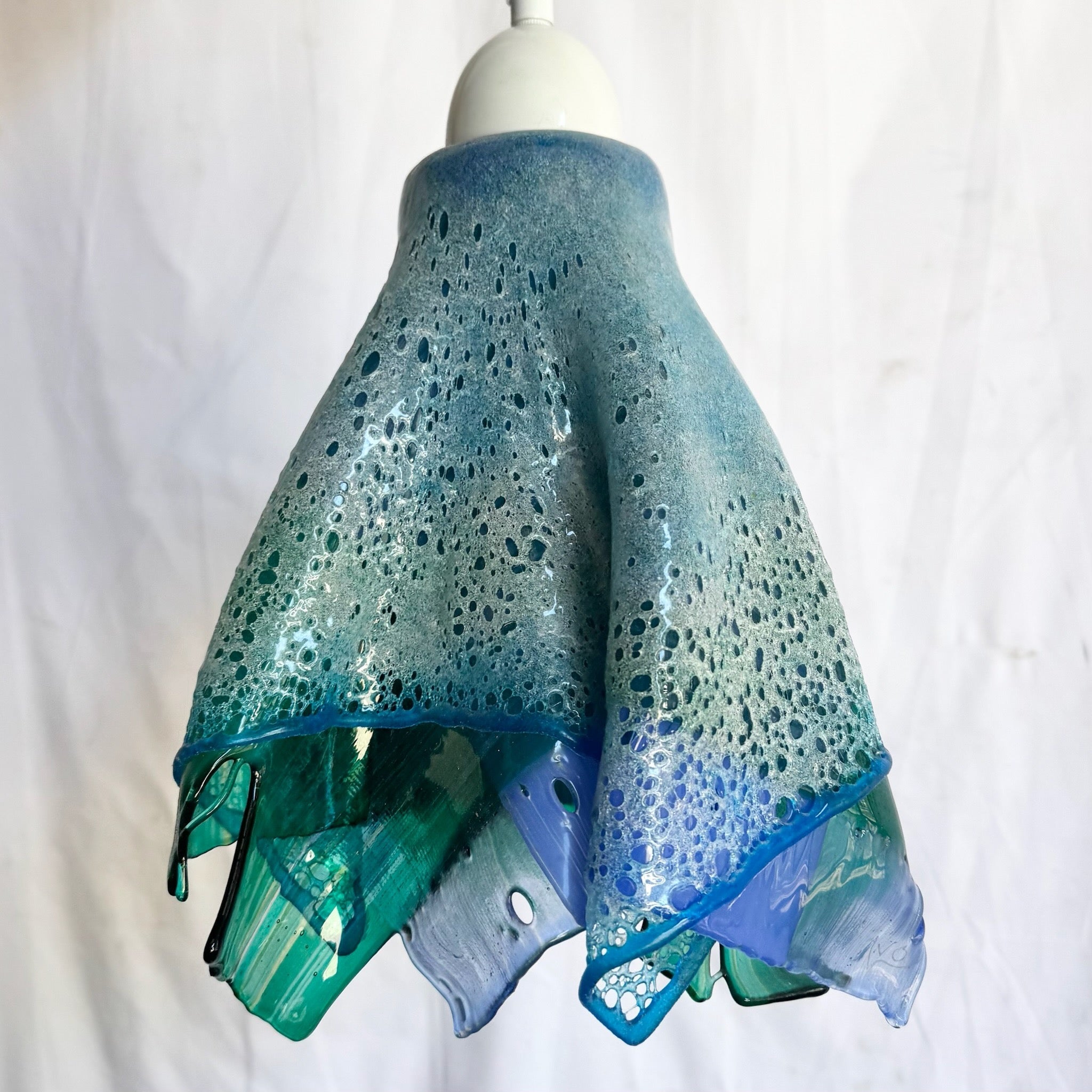 Hand Made Blown Glass Pendant Lamp Dolphin & Flamingo