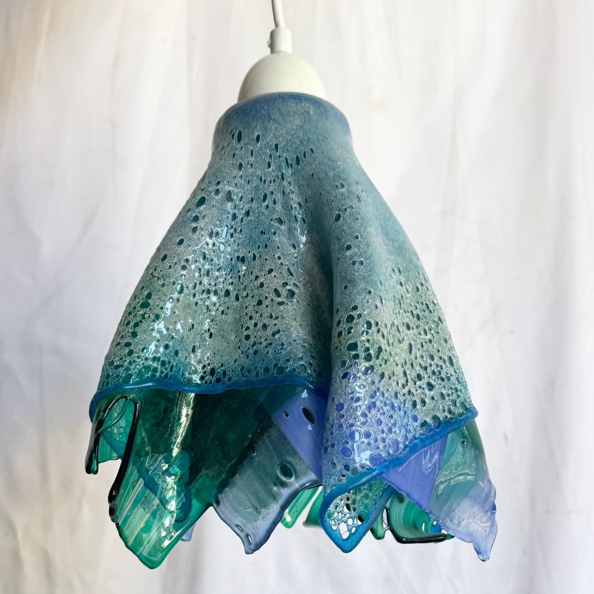 Hand Made Blown Glass Pendant Lamp Dolphin & Flamingo