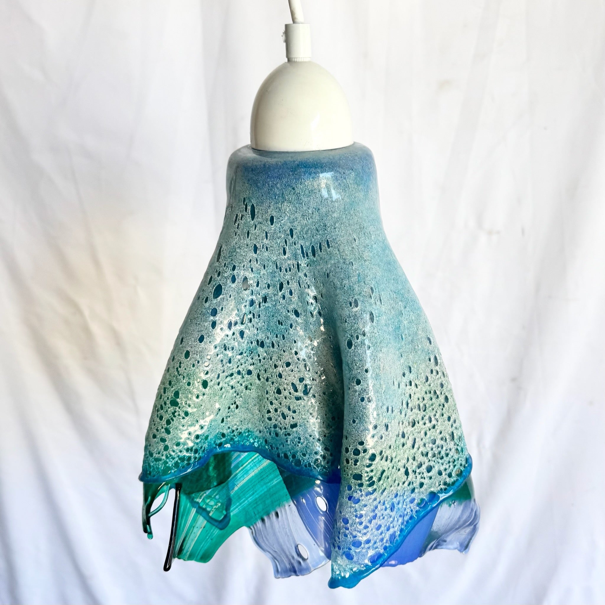 Hand Made Blown Glass Pendant Lamp Dolphin & Flamingo