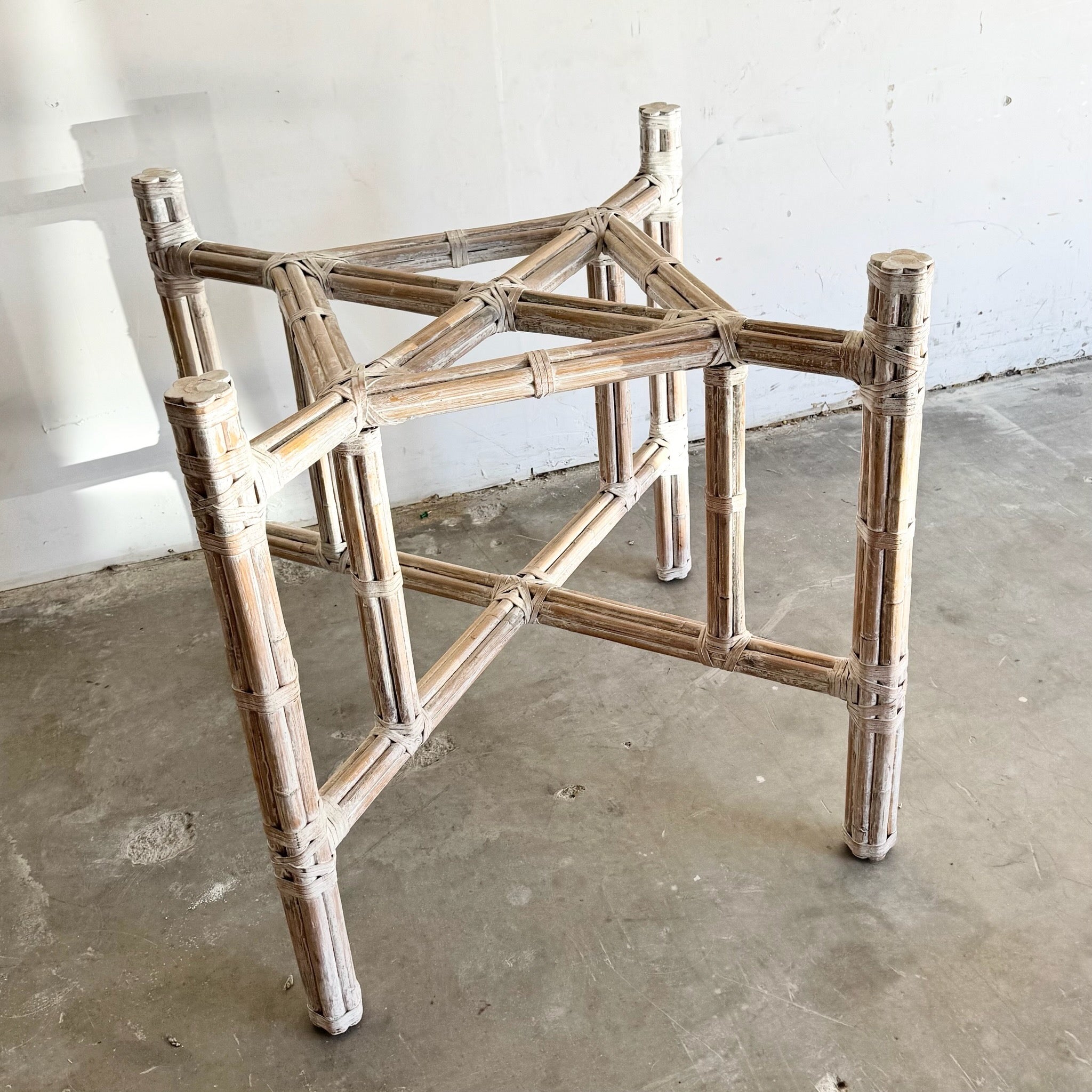 Vintage Boho Chic Bamboo McGuire Style Table Base Dolphin & Flamingo