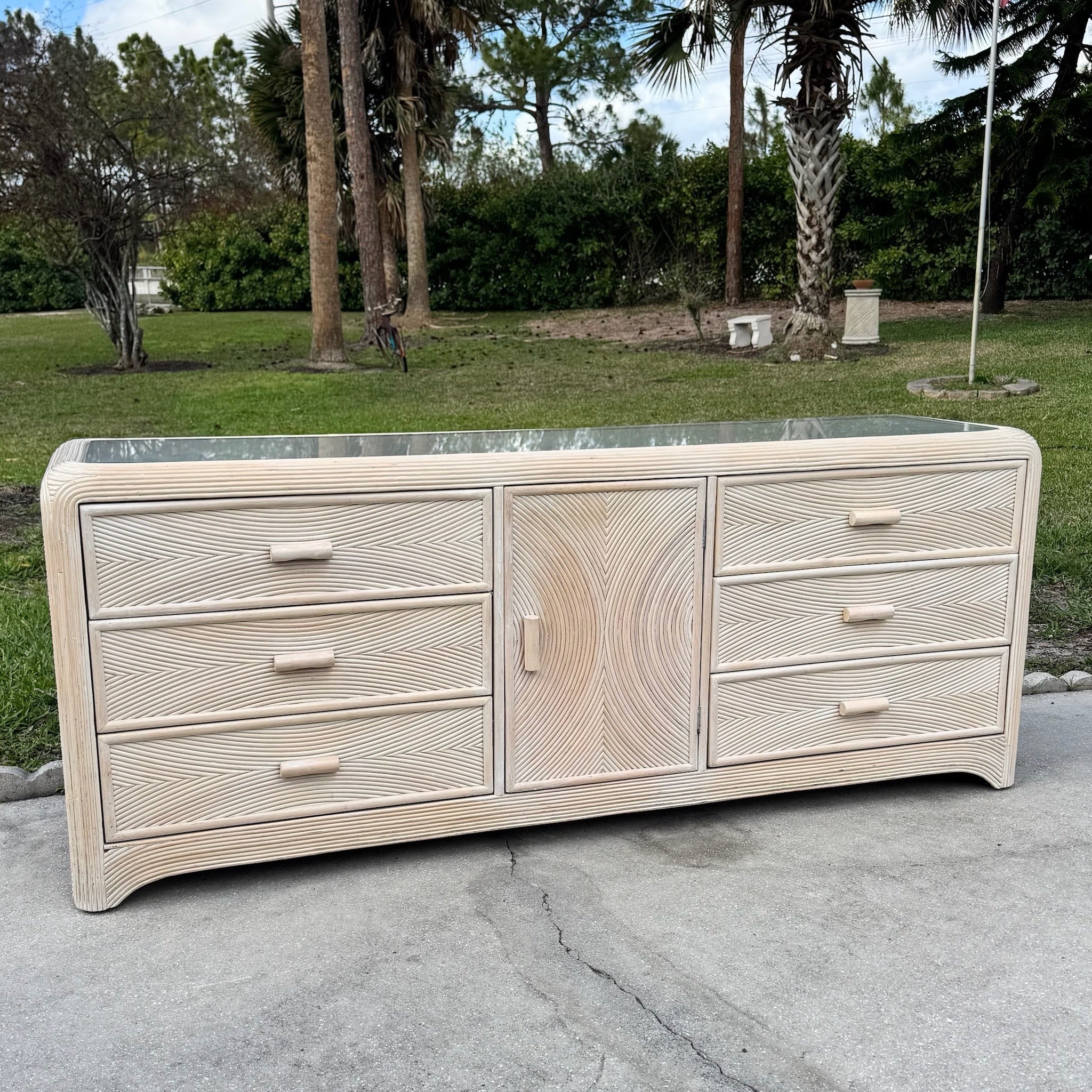 Boho Chic Waterfall Pencil Reed Dresser Dolphin & Flamingo