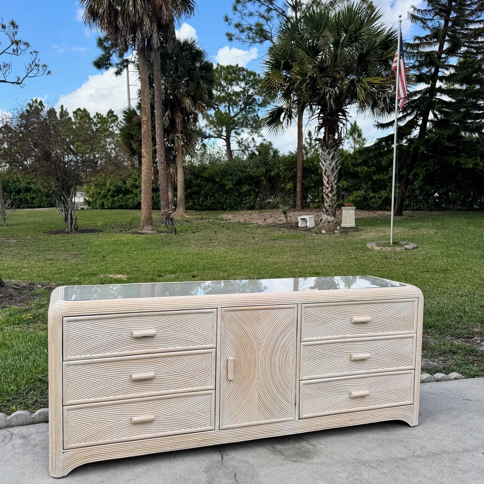 Boho Chic Waterfall Pencil Reed Dresser Dolphin & Flamingo