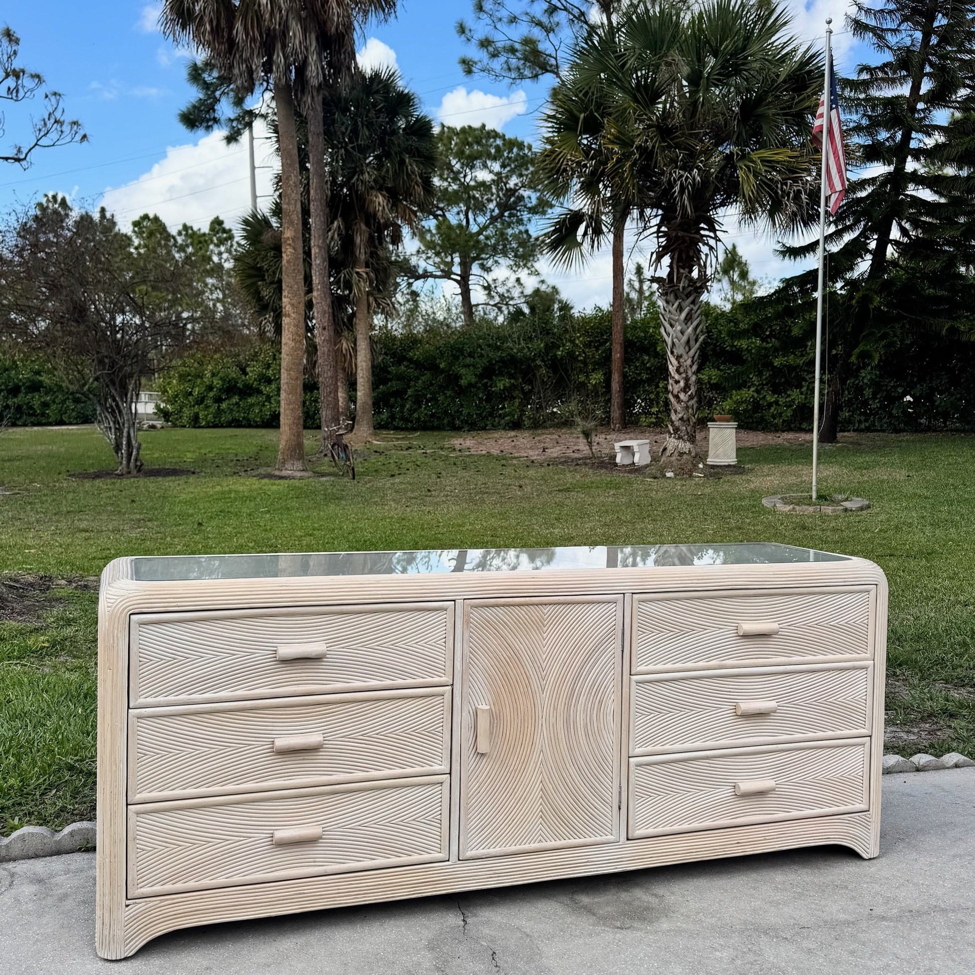 Boho Chic Waterfall Pencil Reed Dresser Dolphin & Flamingo