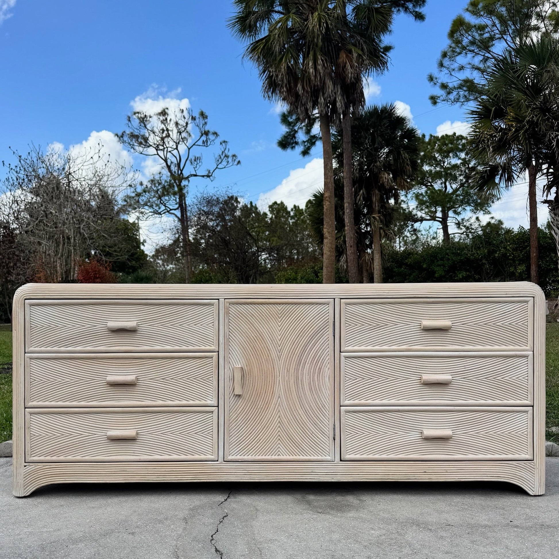 Boho Chic Waterfall Pencil Reed Dresser Dolphin & Flamingo