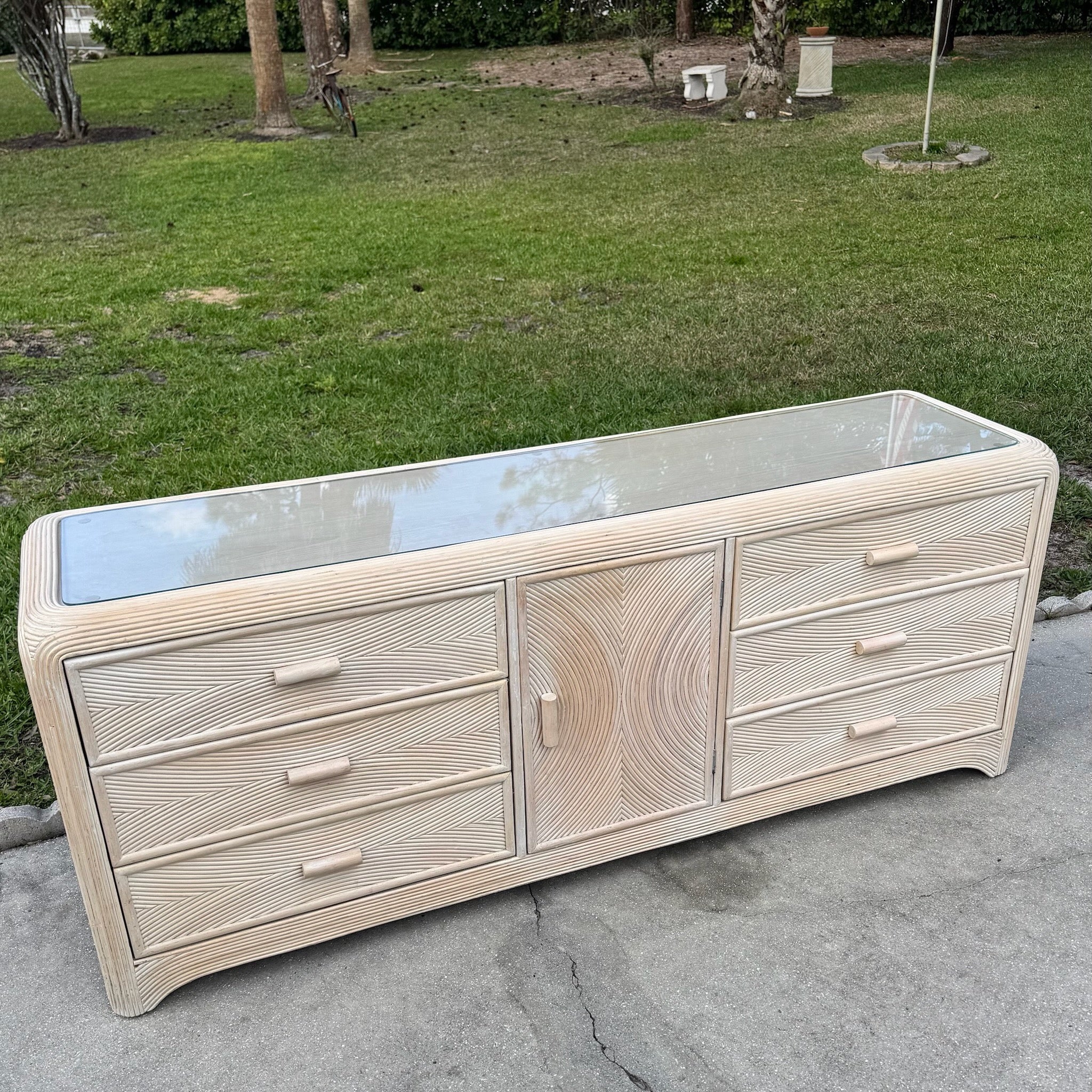 Boho Chic Waterfall Pencil Reed Dresser Dolphin & Flamingo