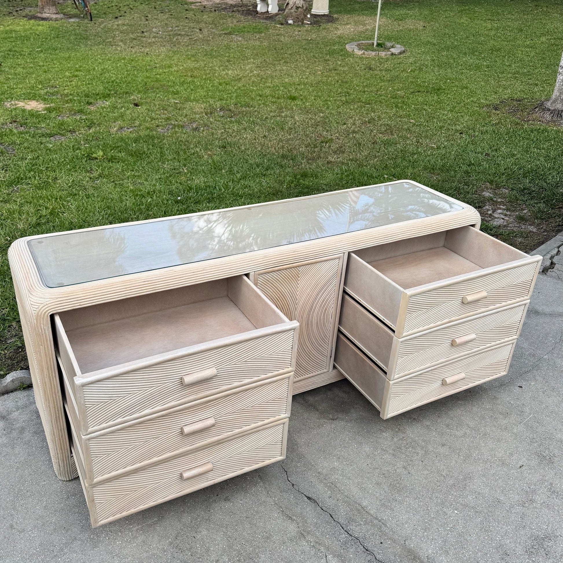 Boho Chic Waterfall Pencil Reed Dresser Dolphin & Flamingo