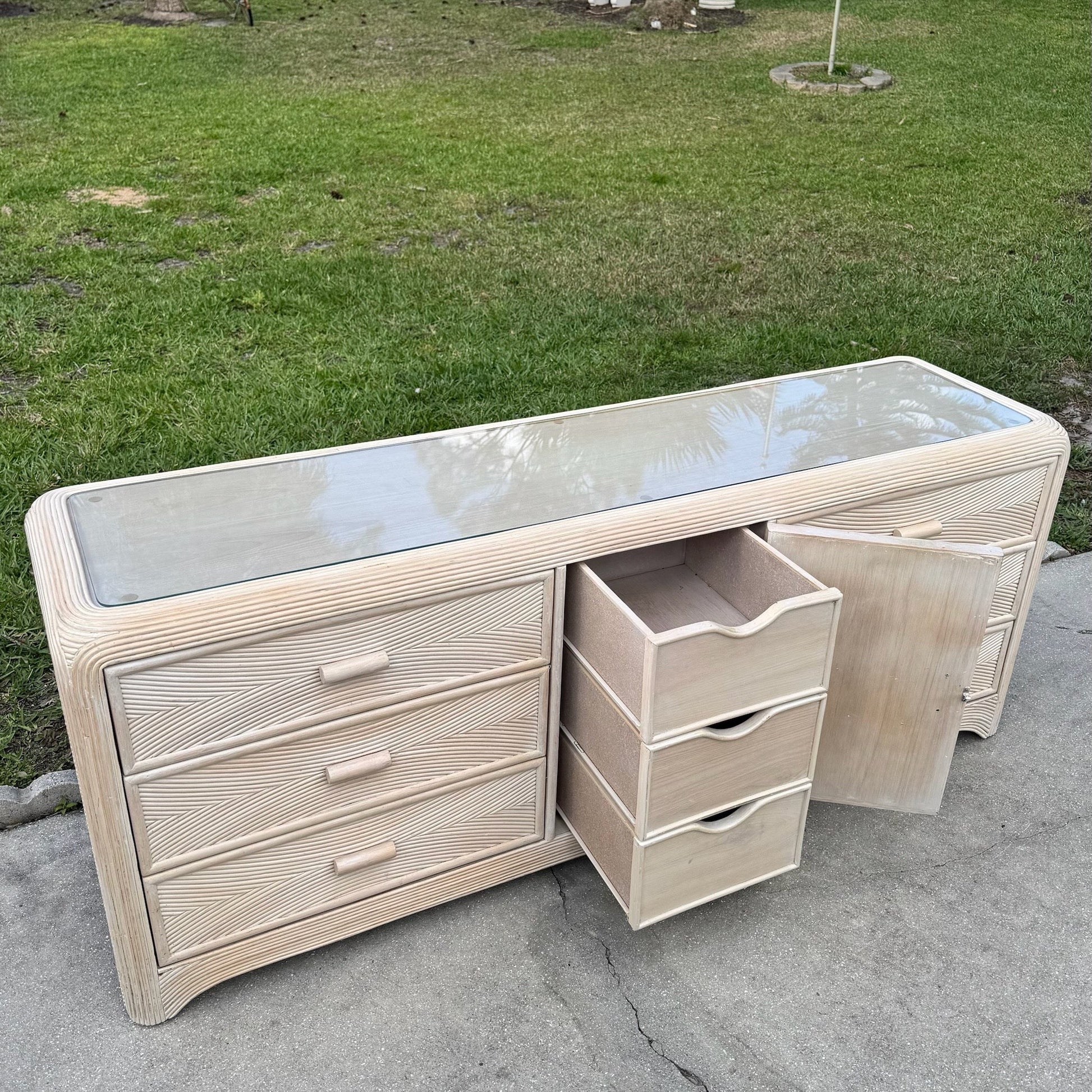 Boho Chic Waterfall Pencil Reed Dresser Dolphin & Flamingo