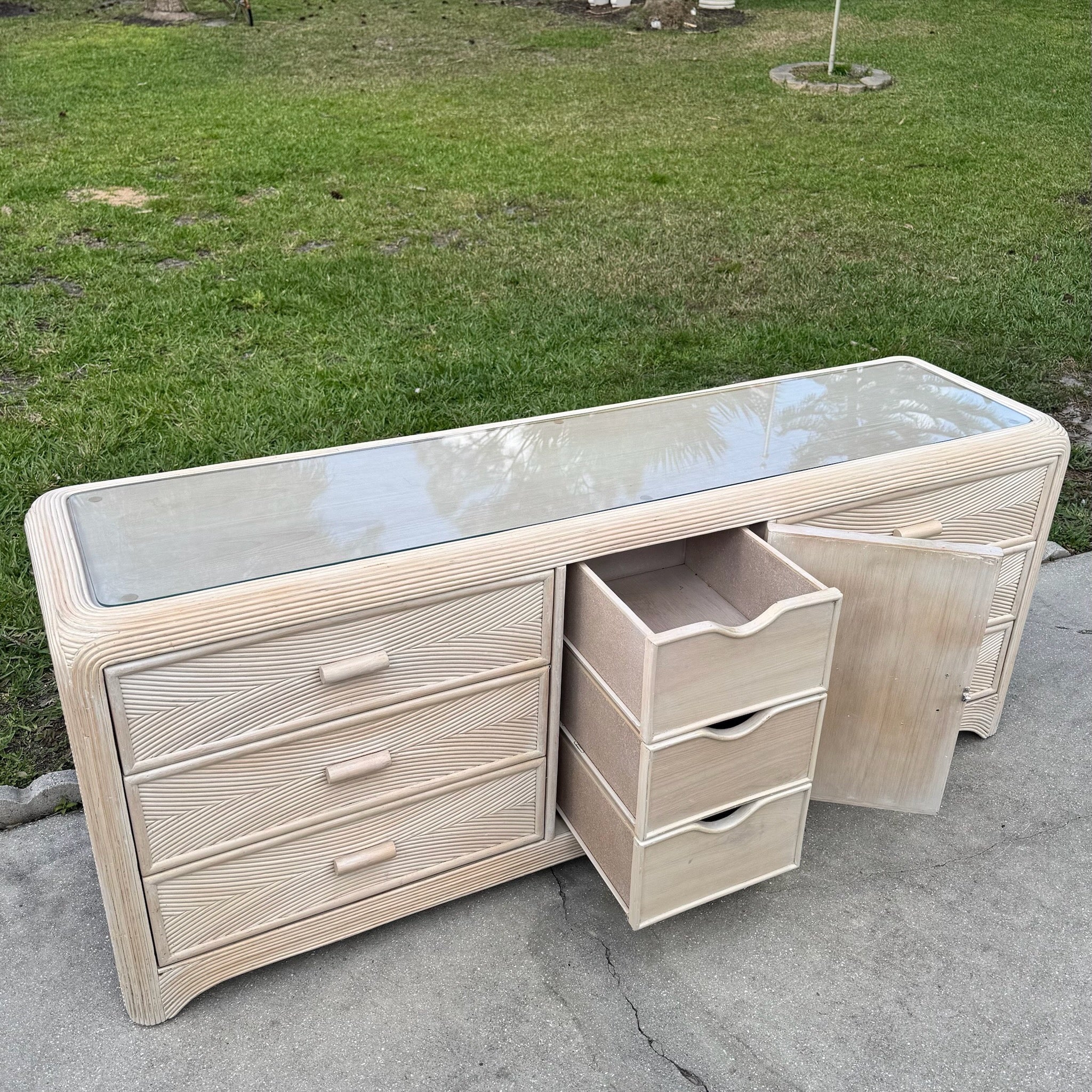 Boho Chic Waterfall Pencil Reed Dresser Dolphin & Flamingo