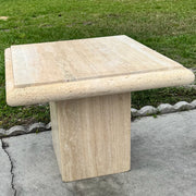 Vintage Italian Travertine Side Table Dolphin & Flamingo