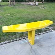 Postmodern Yellow Lacquer Laminate and Lucite Console Table Dolphin & Flamingo
