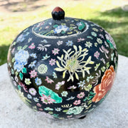 Vintage Chinese Hand Painted Porcelain Ginger Jar Dolphin & Flamingo