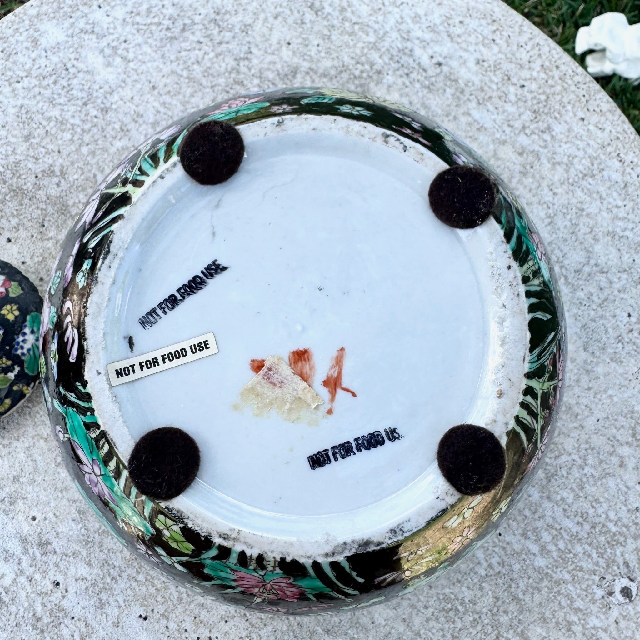 Vintage Chinese Hand Painted Porcelain Ginger Jar Dolphin & Flamingo