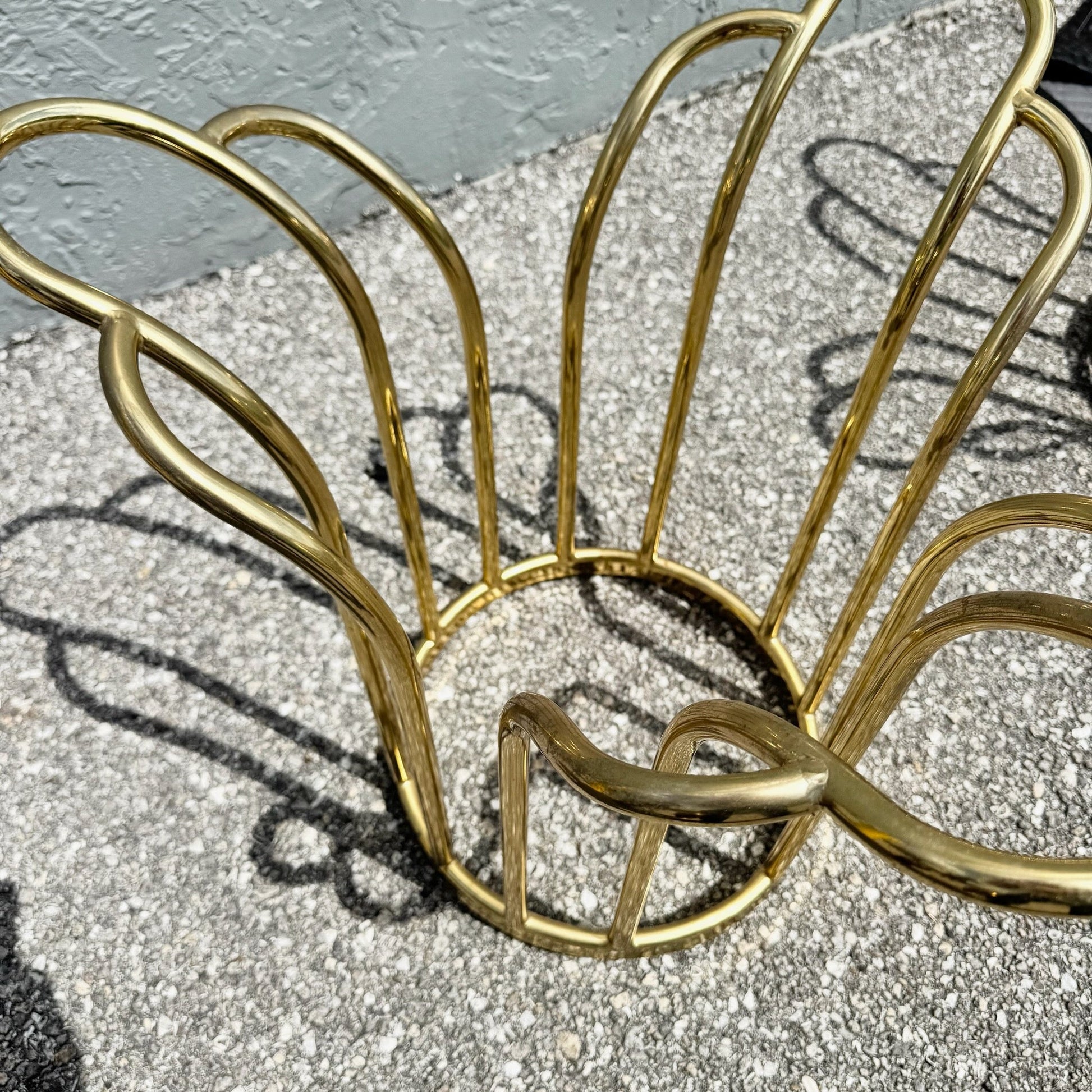 Art Deco Gold Circular Glass Top Side Tables – A Pair Dolphin & Flamingo