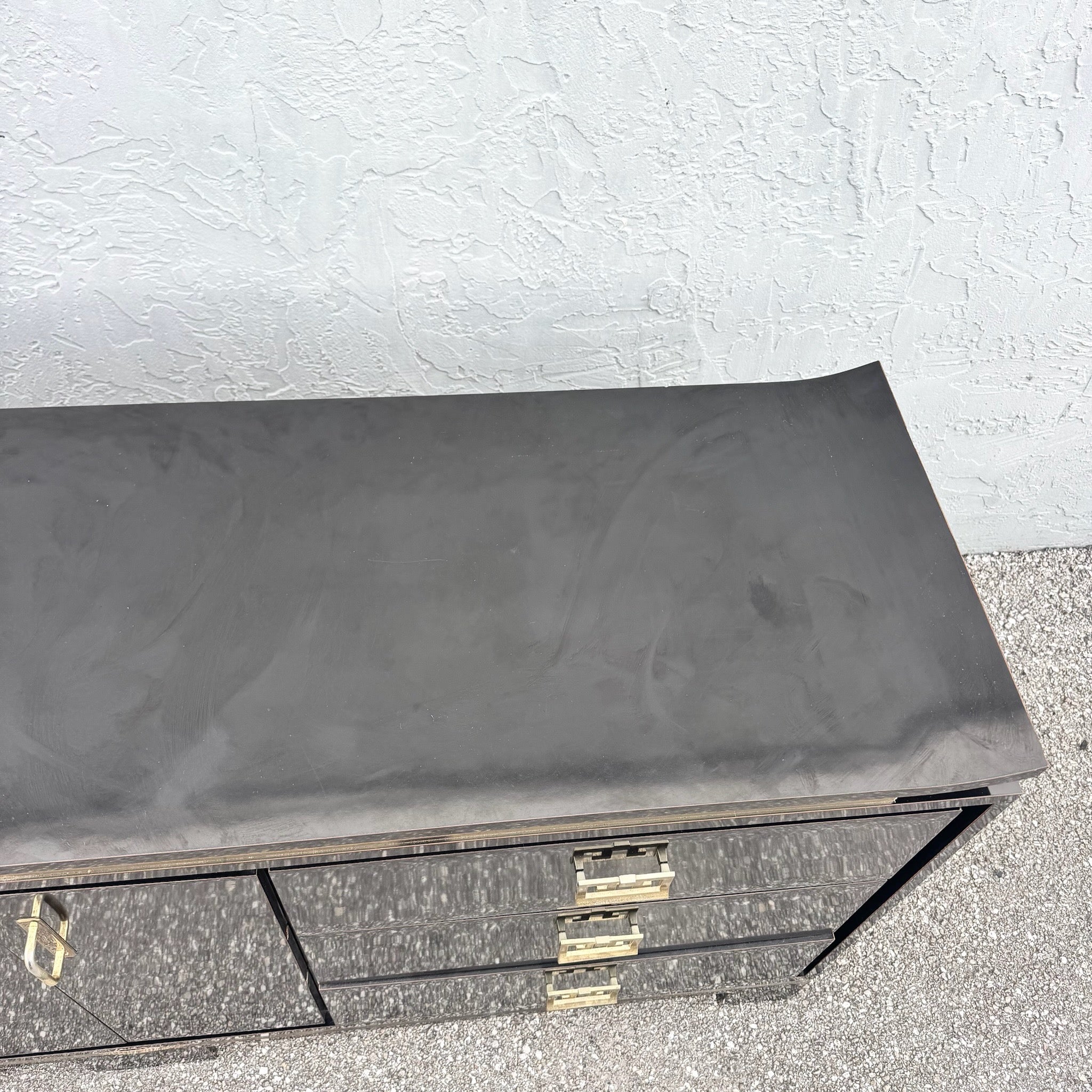 Chinoiserie Black Gloss Laminate Dresser With Gold Accents Dolphin & Flamingo