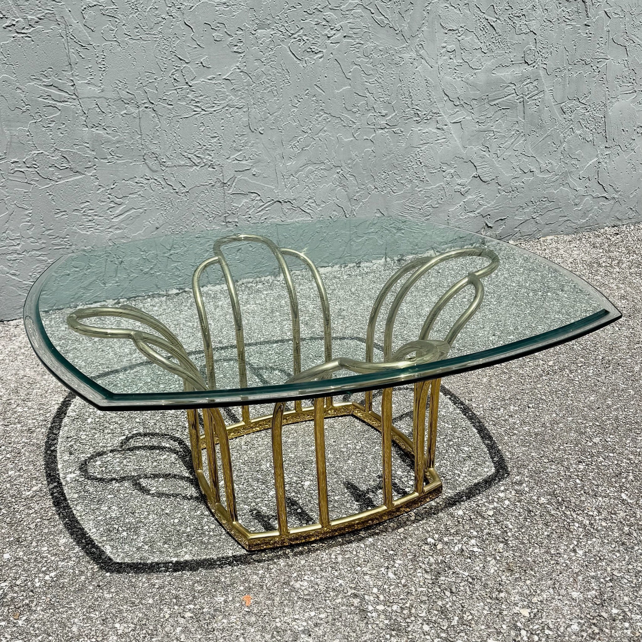 Art Deco Gold Glass Top Coffee Table Dolphin & Flamingo
