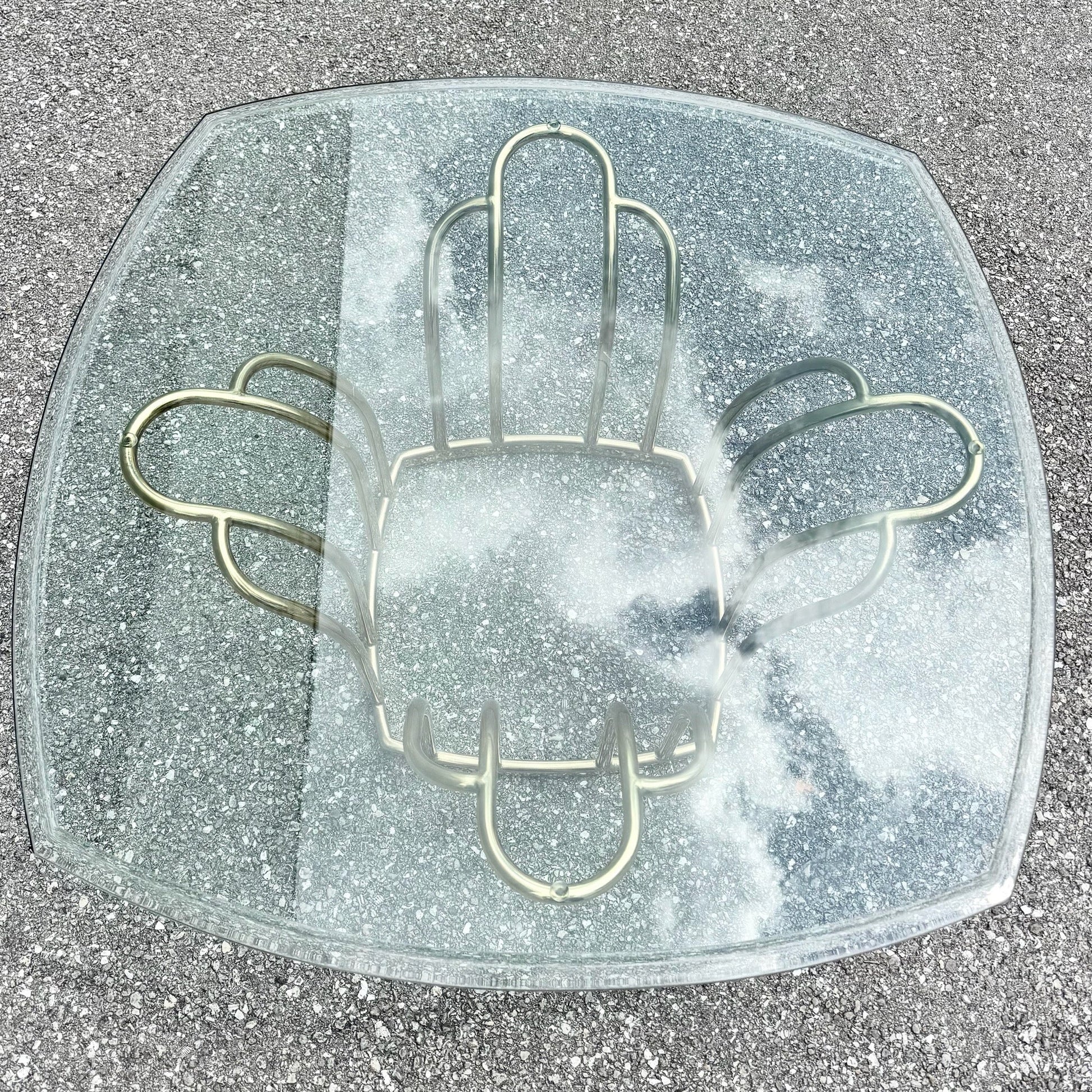 Art Deco Gold Glass Top Coffee Table Dolphin & Flamingo