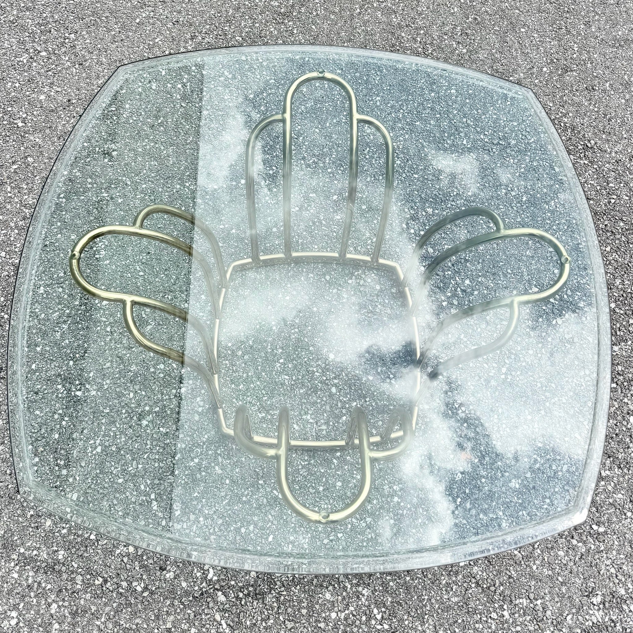 Art Deco Gold Glass Top Coffee Table Dolphin & Flamingo