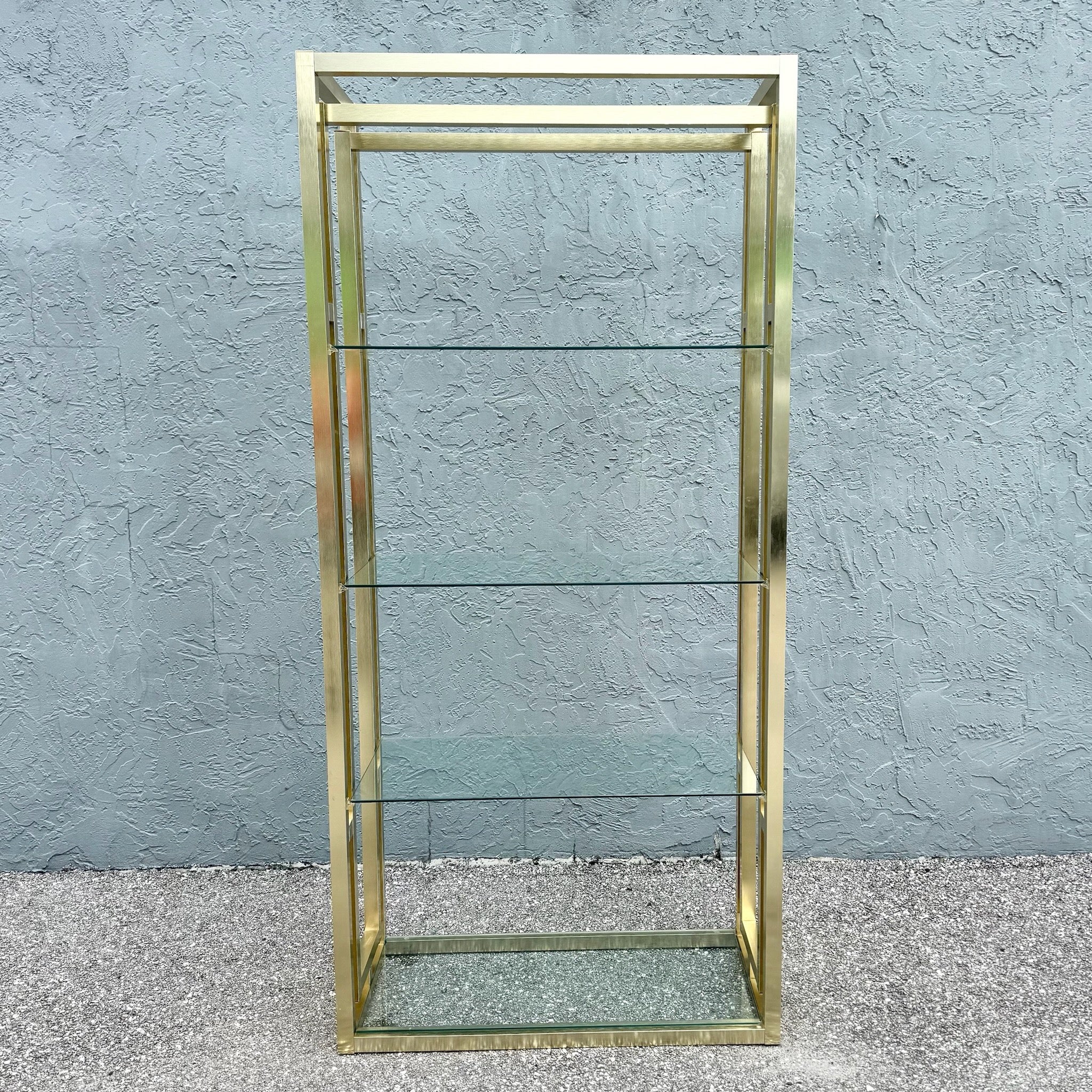 Hollywood Regency Brushed Gold Etagere Dolphin & Flamingo