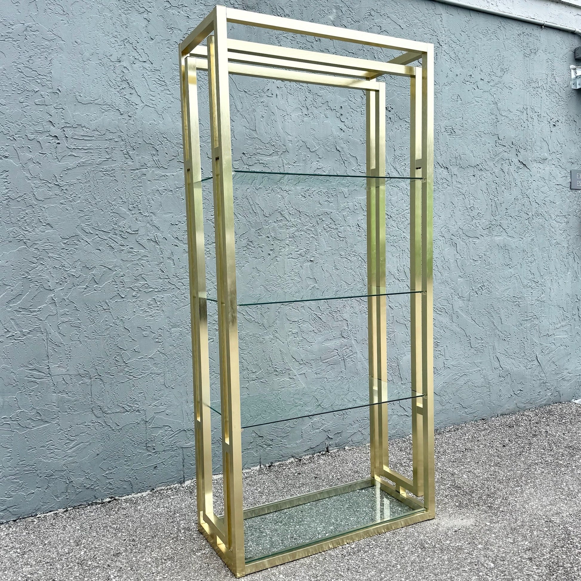 Hollywood Regency Brushed Gold Etagere Dolphin & Flamingo