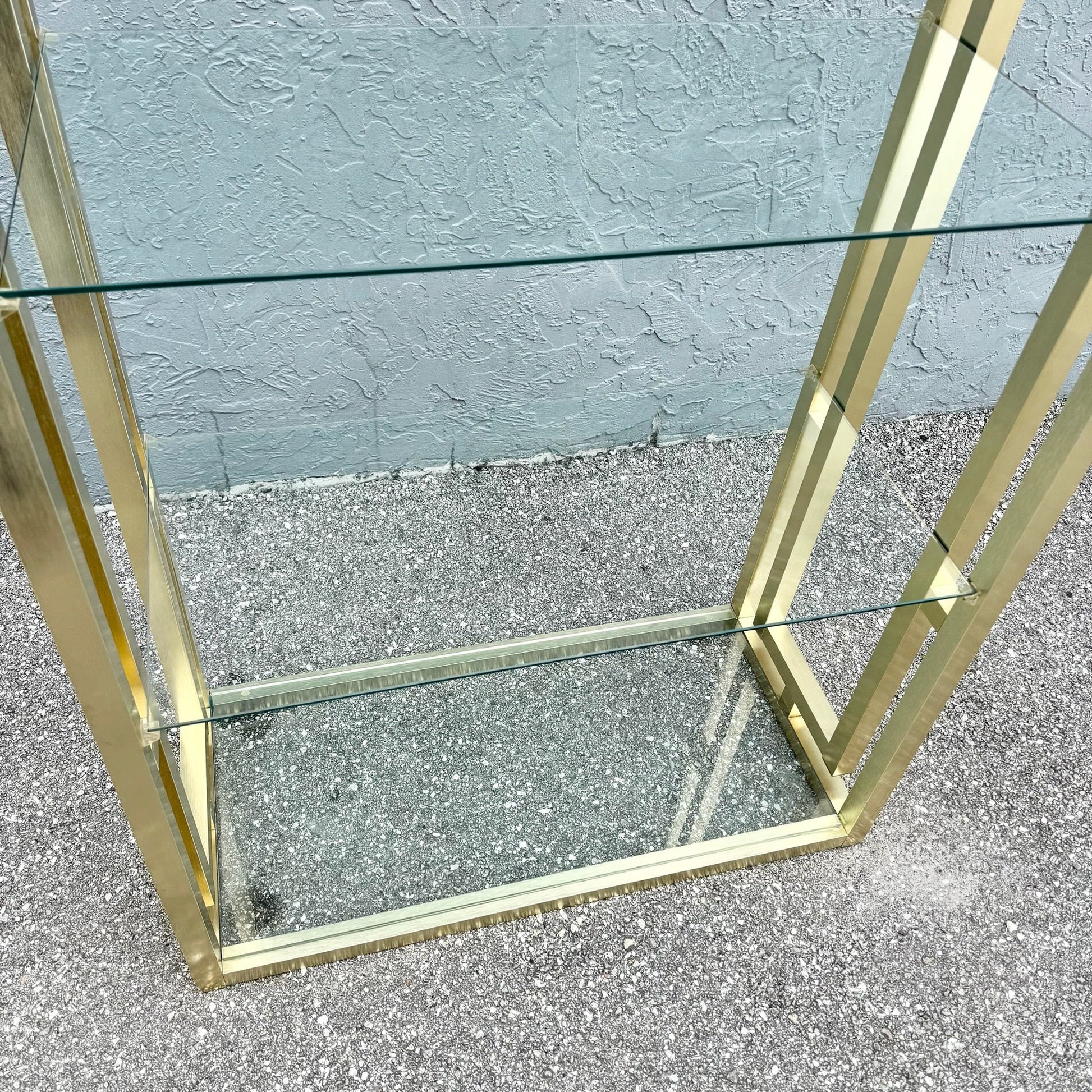 Hollywood Regency Brushed Gold Etagere Dolphin & Flamingo