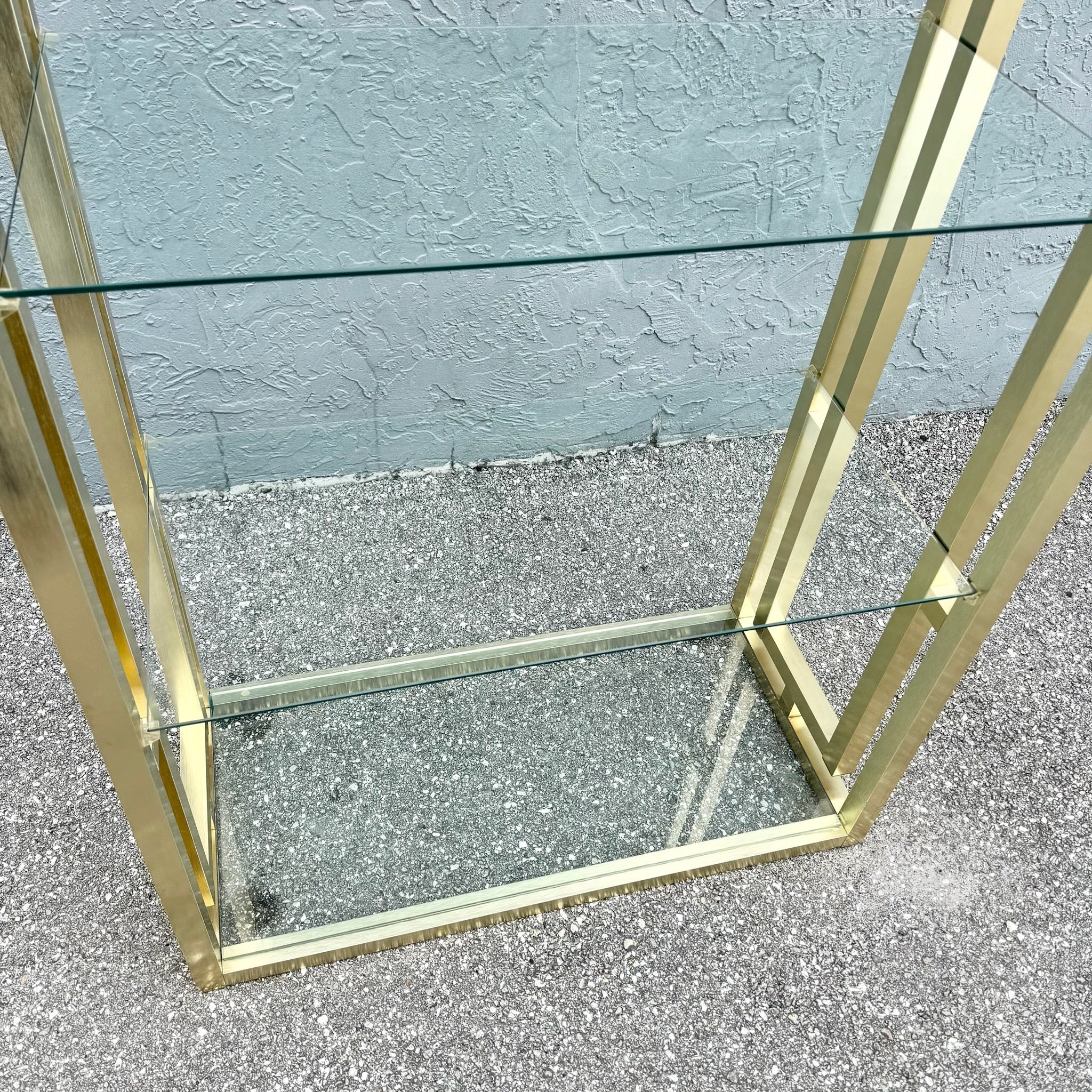 Hollywood Regency Brushed Gold Etagere Dolphin & Flamingo