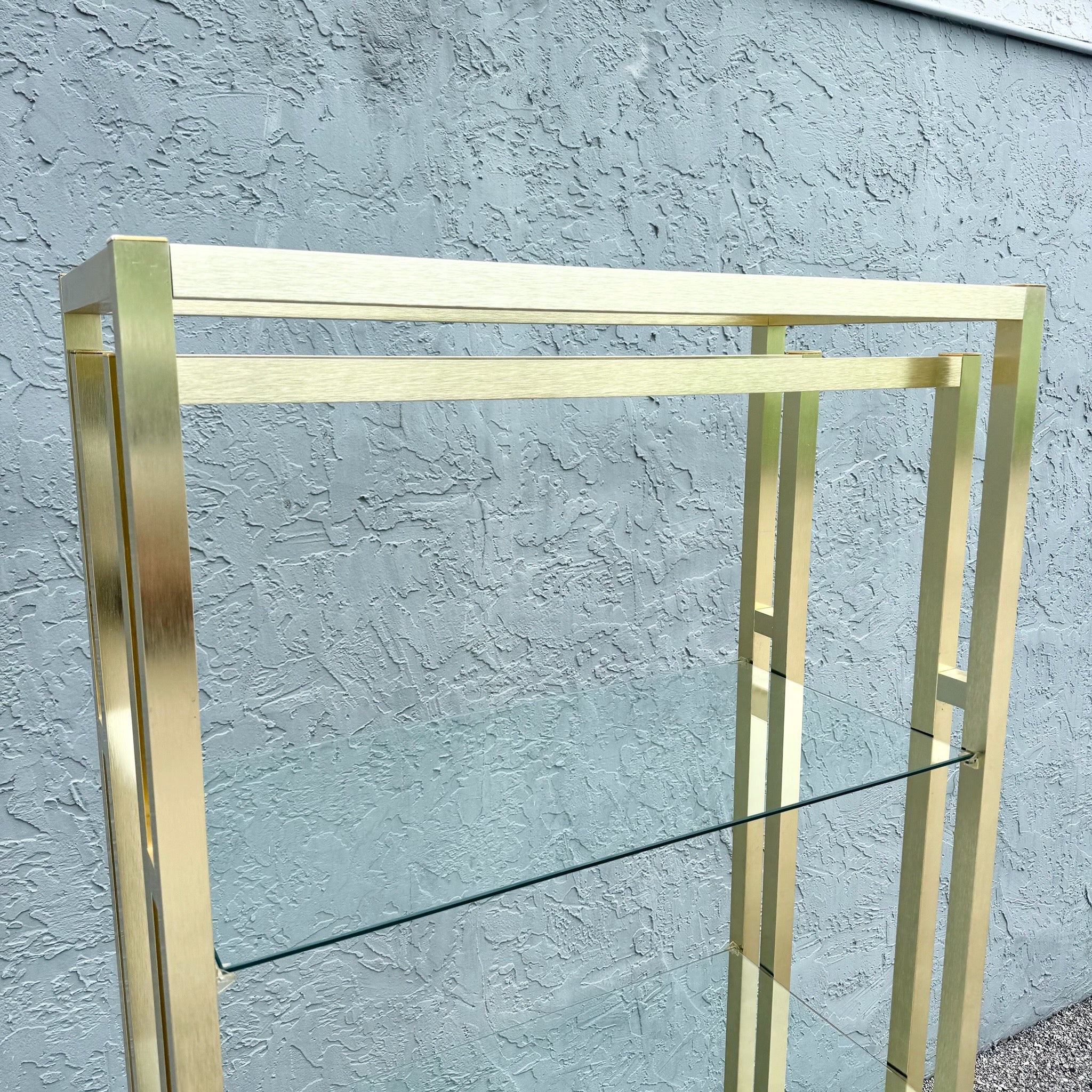 Hollywood Regency Brushed Gold Etagere Dolphin & Flamingo