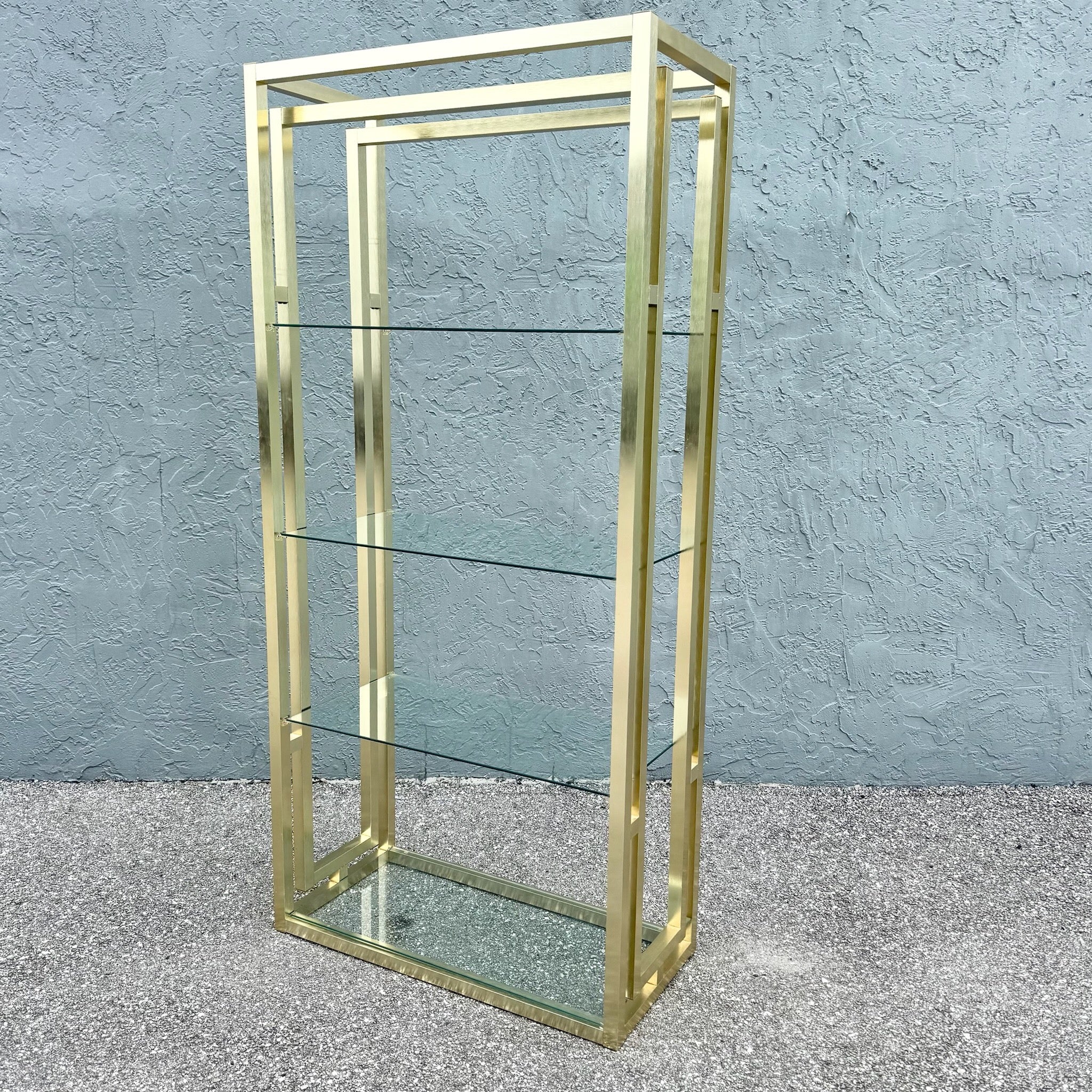 Hollywood Regency Brushed Gold Etagere Dolphin & Flamingo