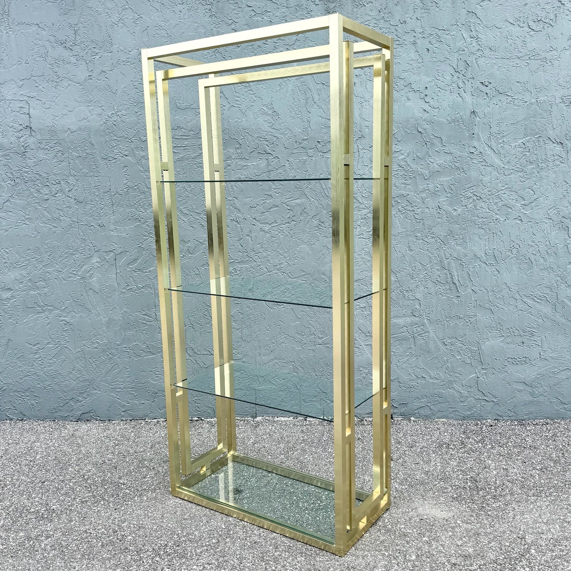 Hollywood Regency Brushed Gold Etagere Dolphin & Flamingo