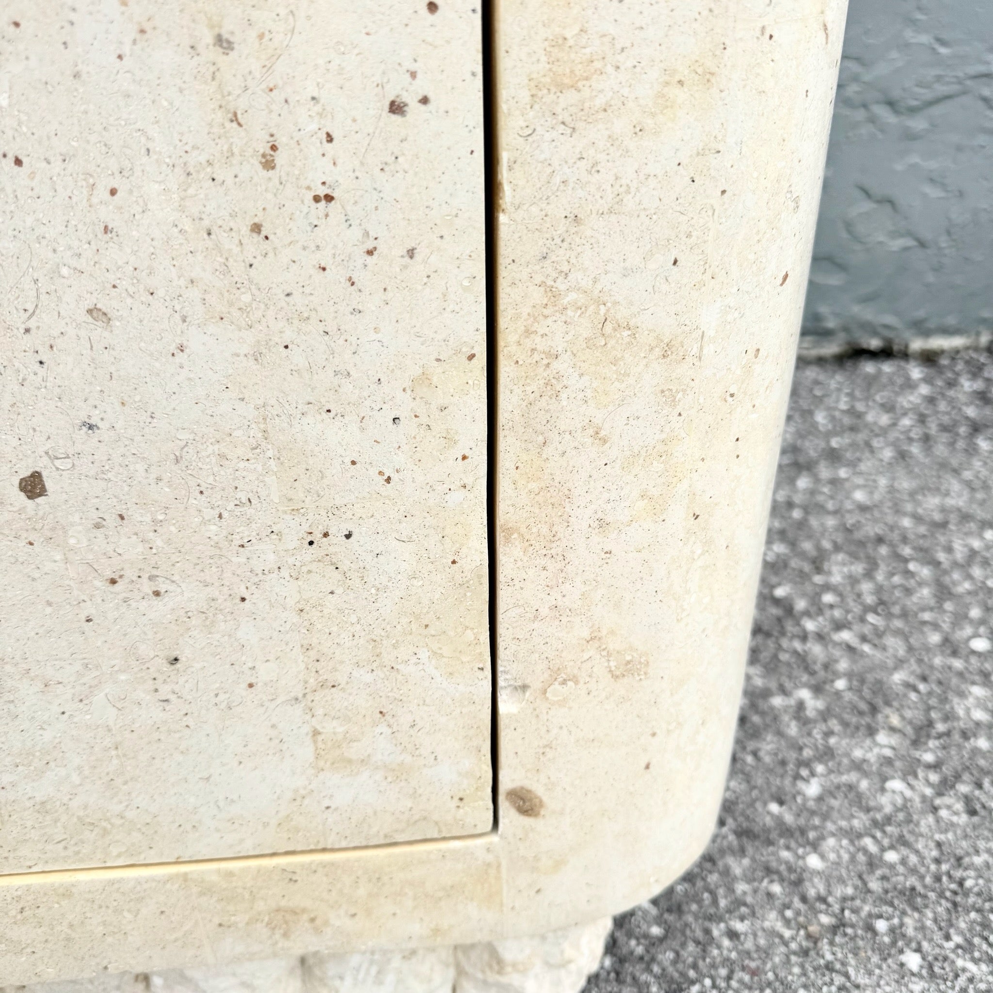 Postmodern Tessellated Stone Glass Top Credenza Dolphin & Flamingo