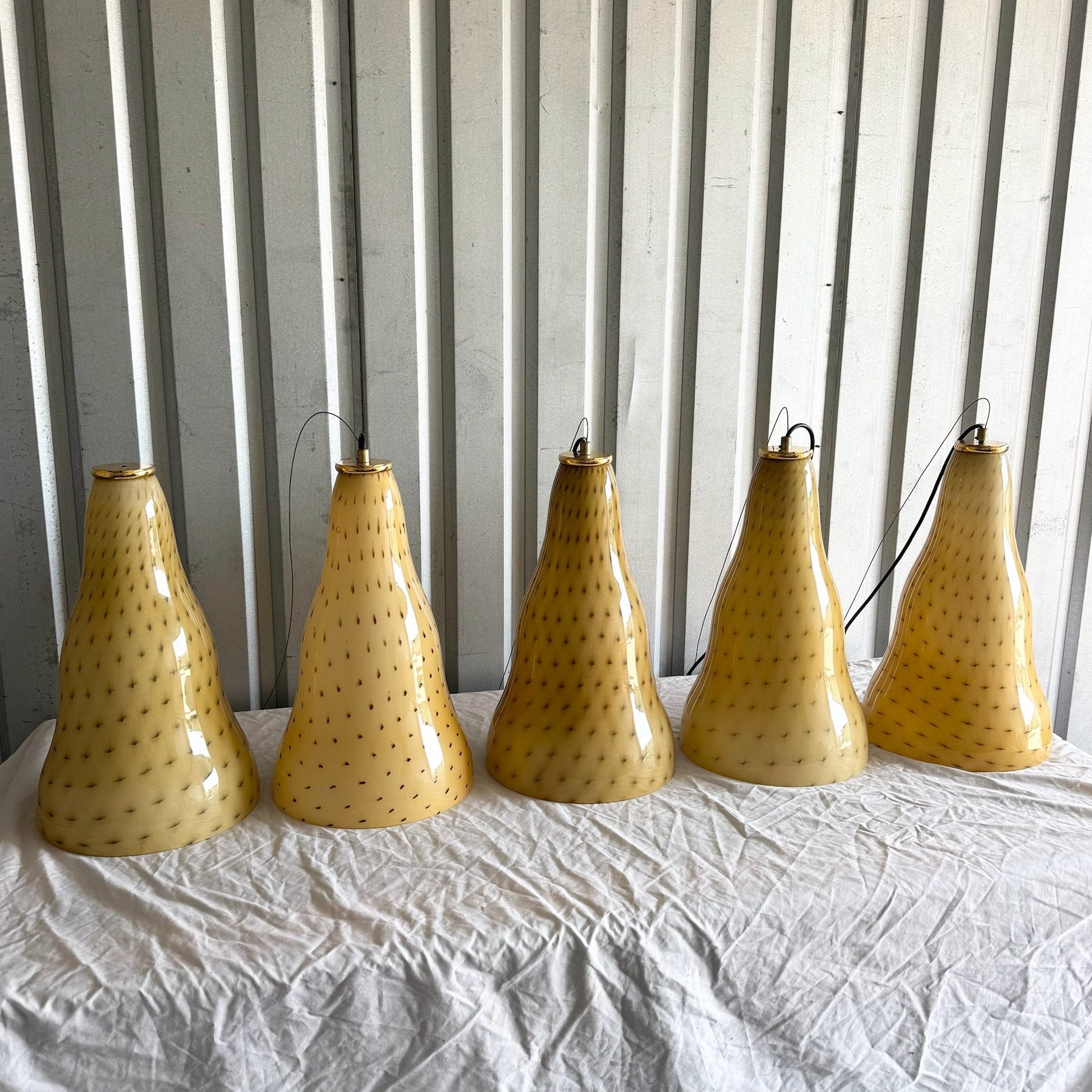 Vintage Italian Glass Pendant Lamps by Toso & Massari for Leucos - Set of 5 Dolphin & Flamingo