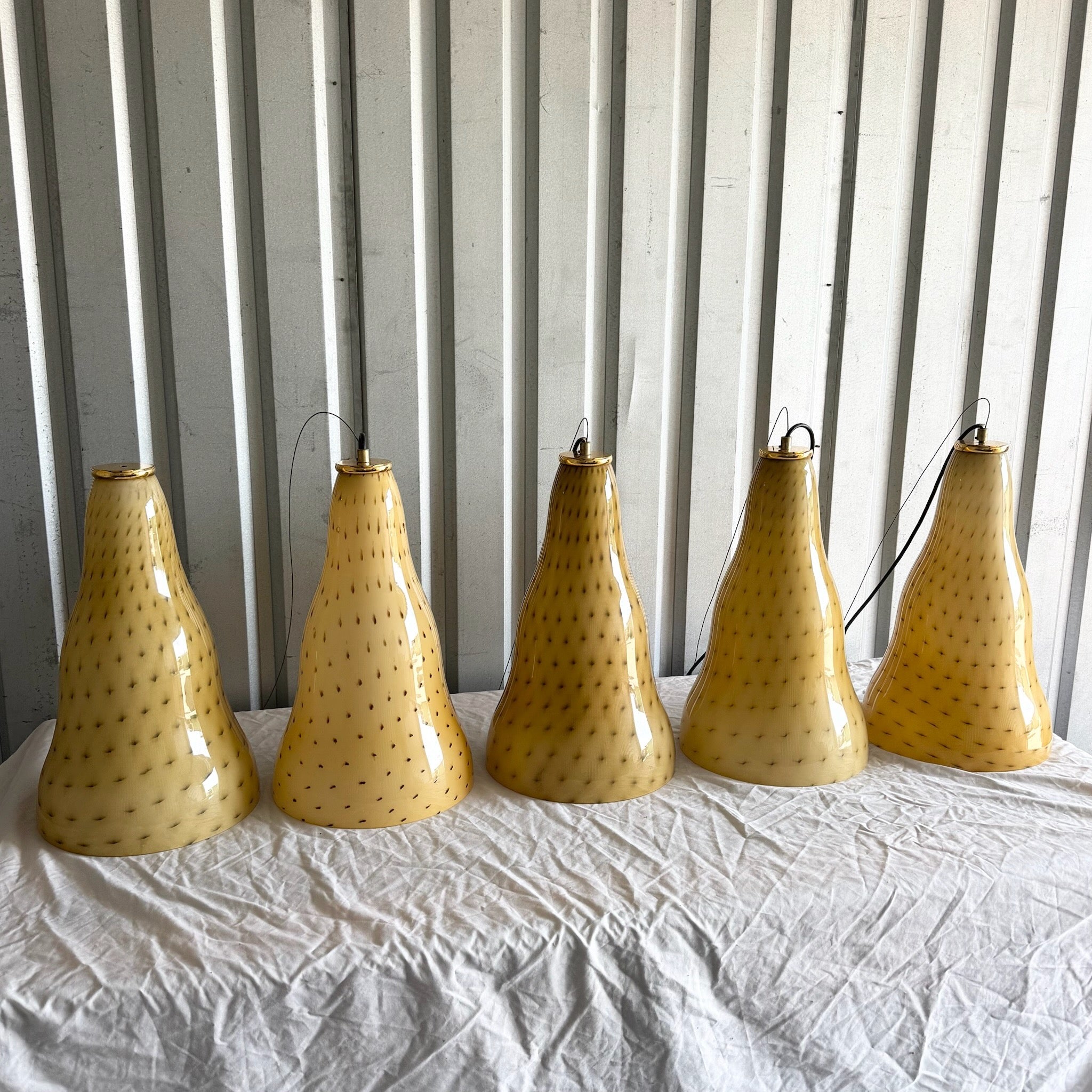 Vintage Italian Glass Pendant Lamps by Toso & Massari for Leucos - Set of 5 Dolphin & Flamingo