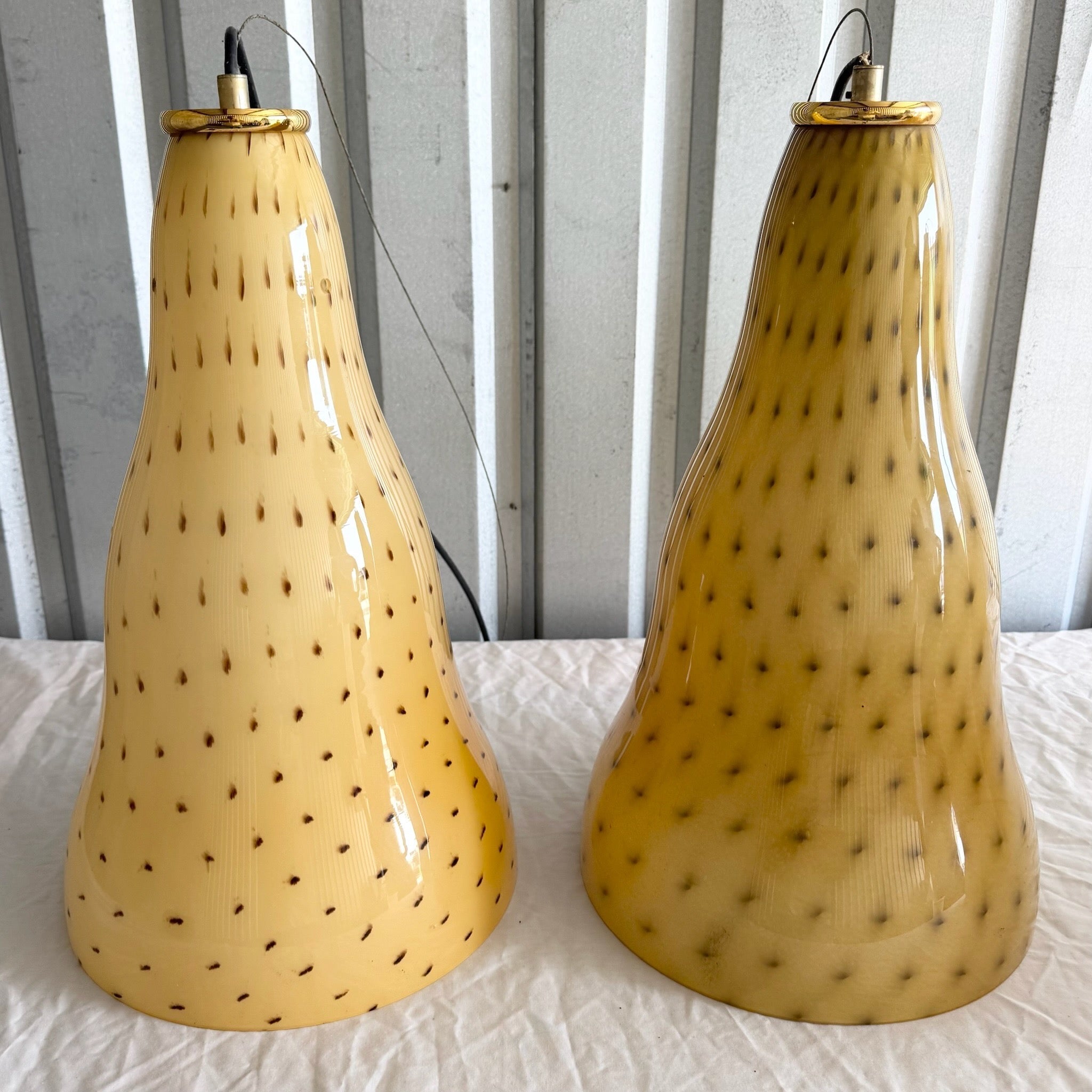 Vintage Italian Glass Pendant Lamps by Toso & Massari for Leucos - A Pair Dolphin & Flamingo