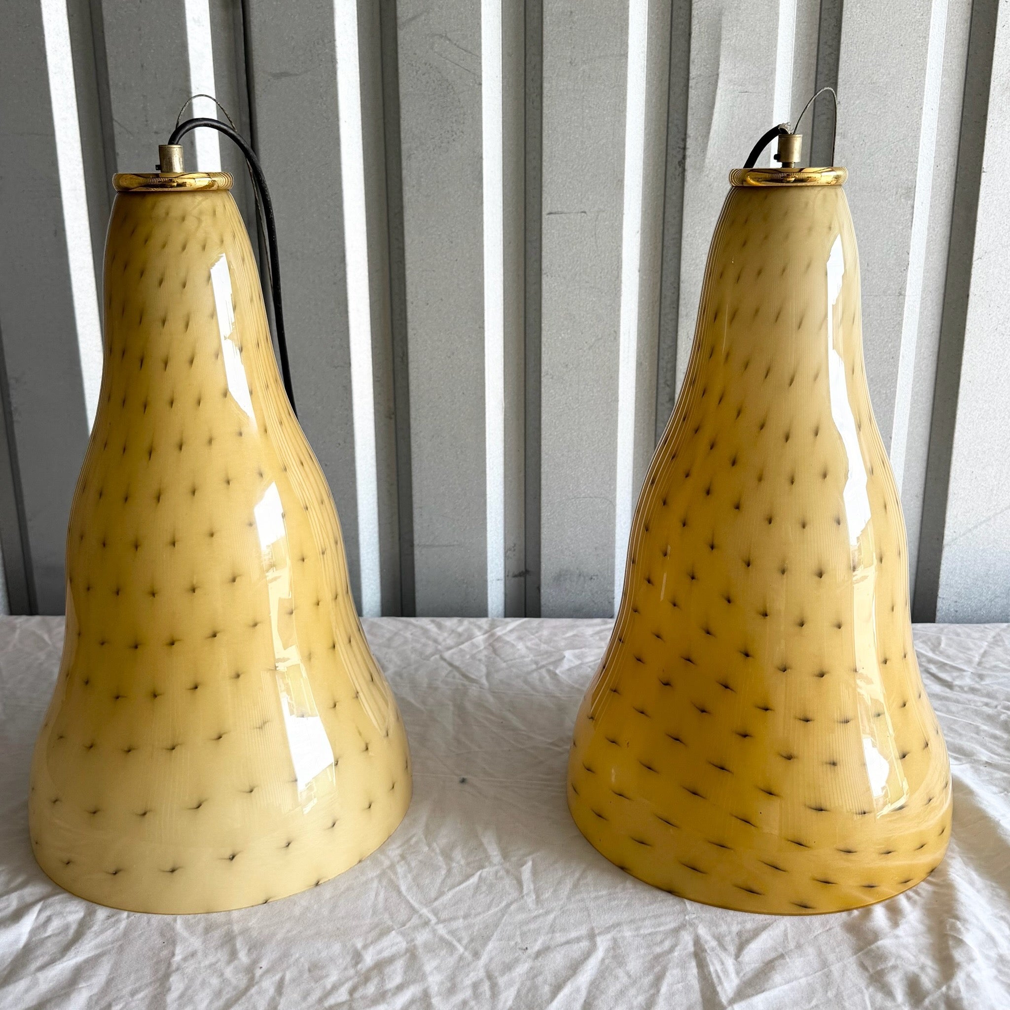 Vintage Italian Glass Pendant Lamps by Toso & Massari for Leucos - A Pair Dolphin & Flamingo