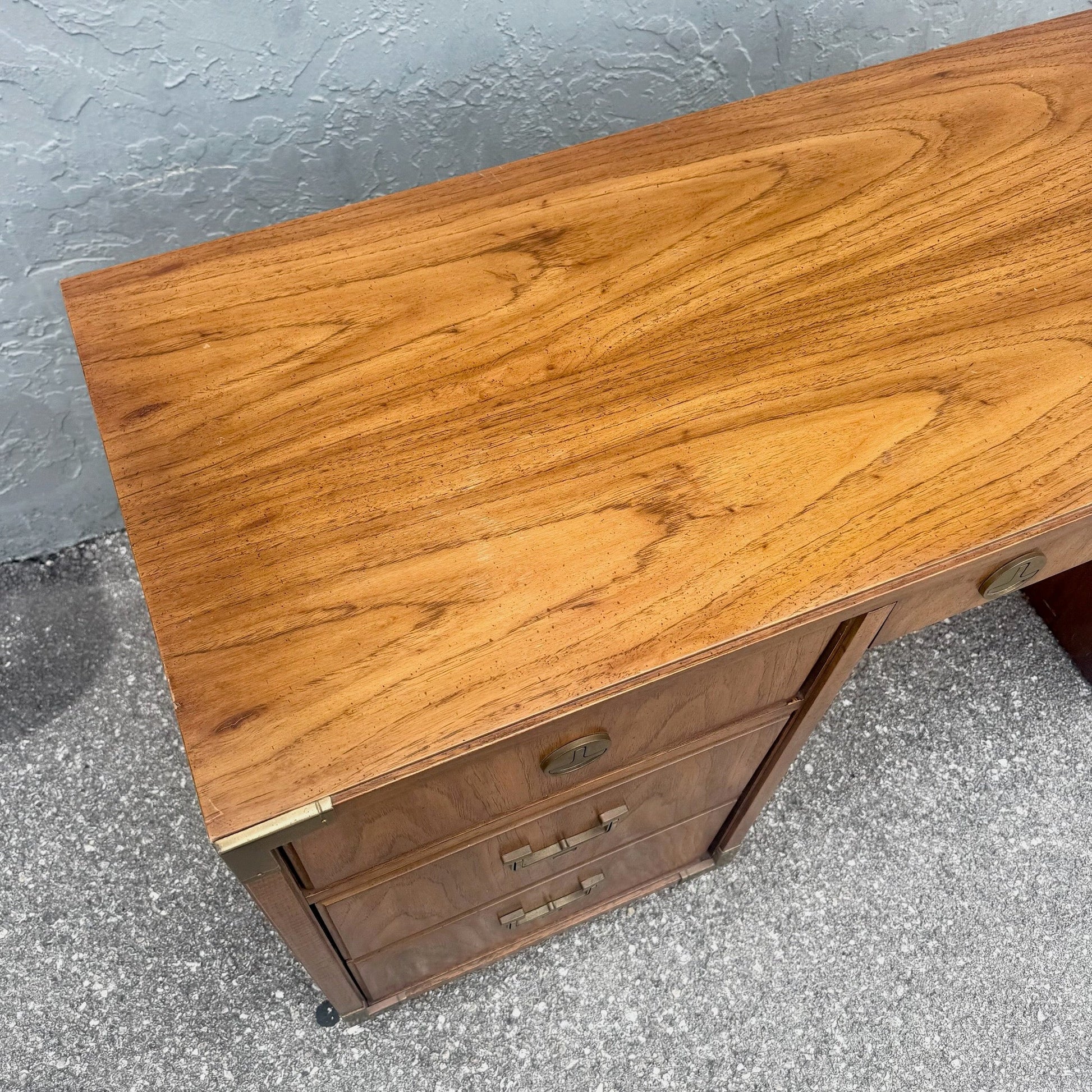 Vintage Huntley Campaign Desk by Thomasville Dolphin & Flamingo