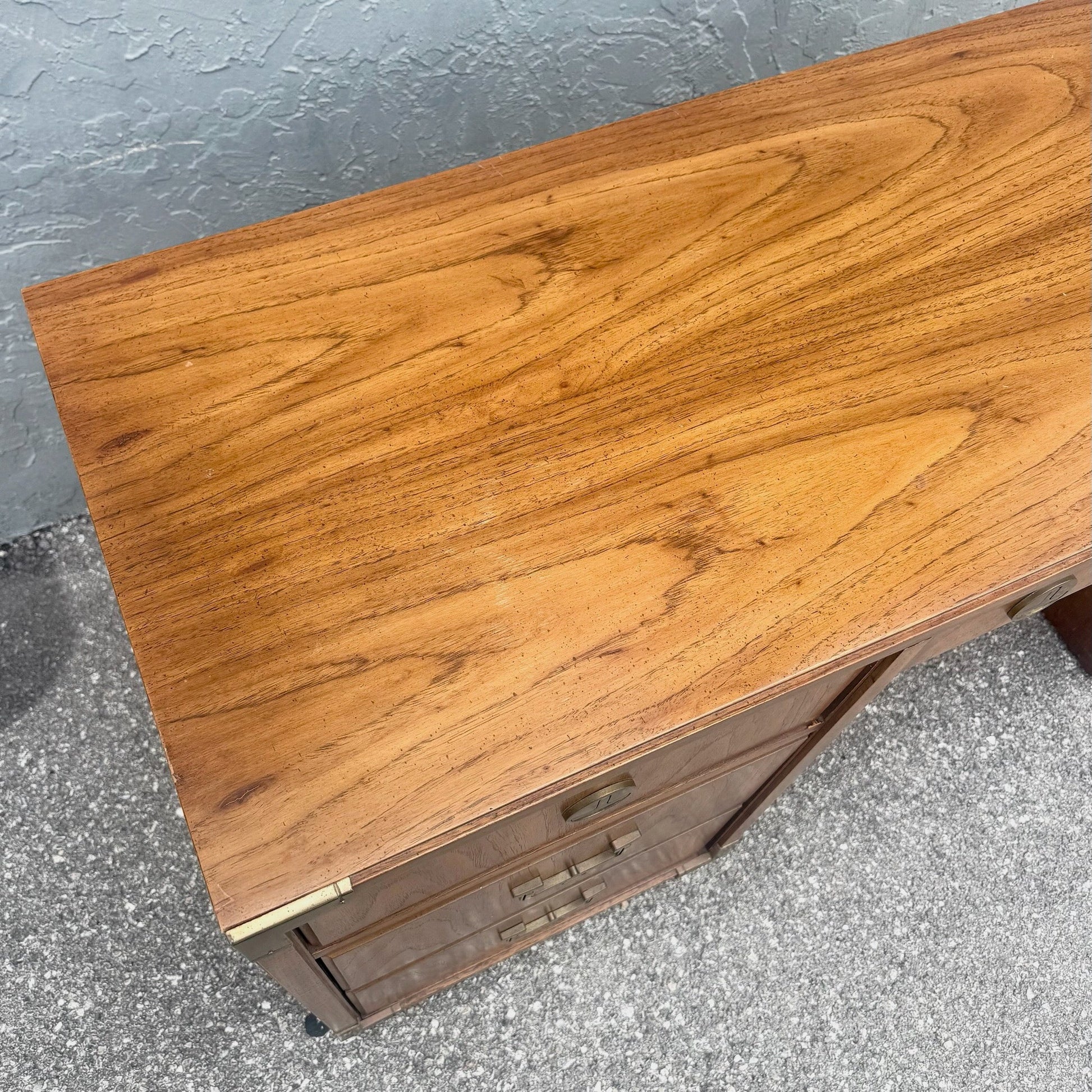 Vintage Huntley Campaign Desk by Thomasville Dolphin & Flamingo