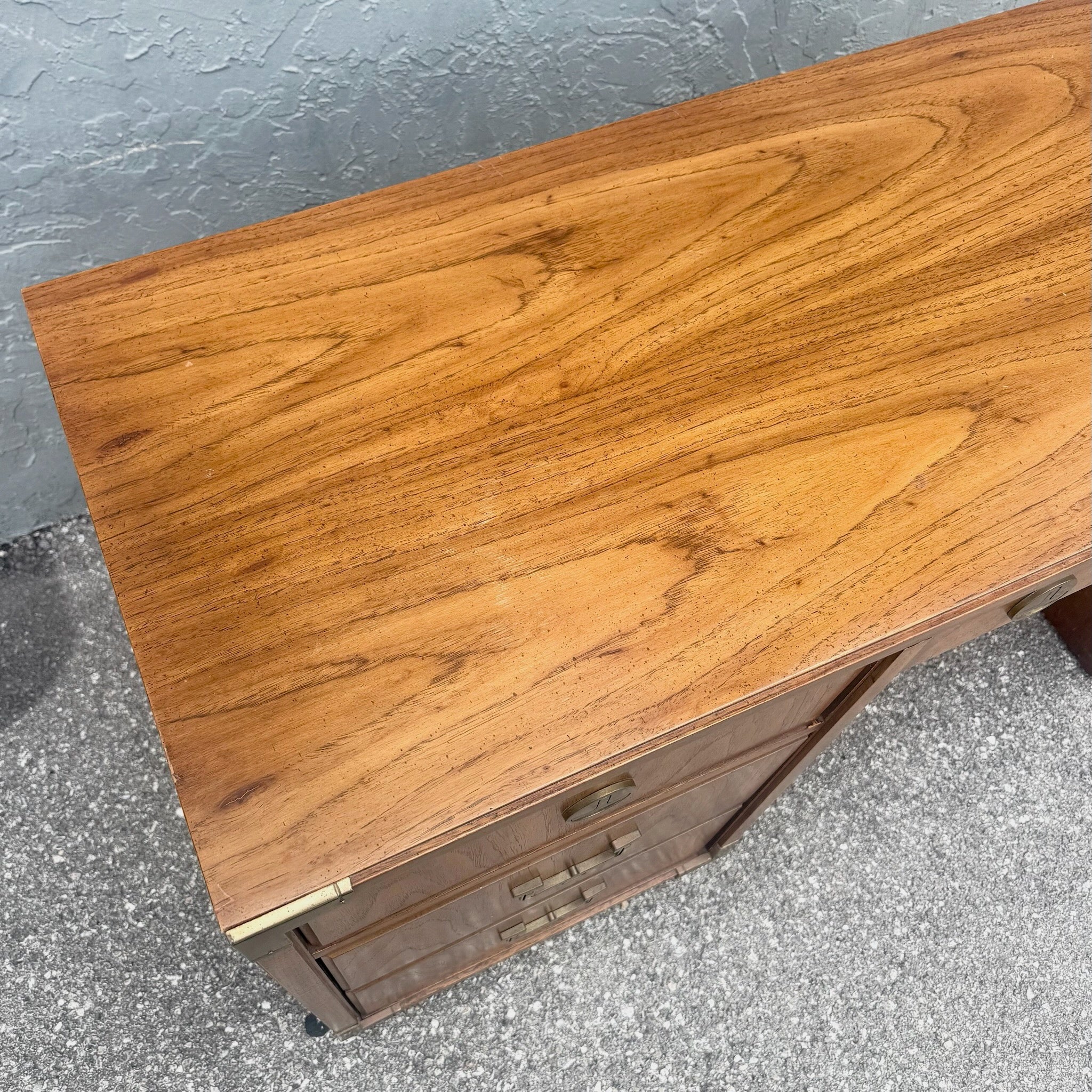 Vintage Huntley Campaign Desk by Thomasville Dolphin & Flamingo
