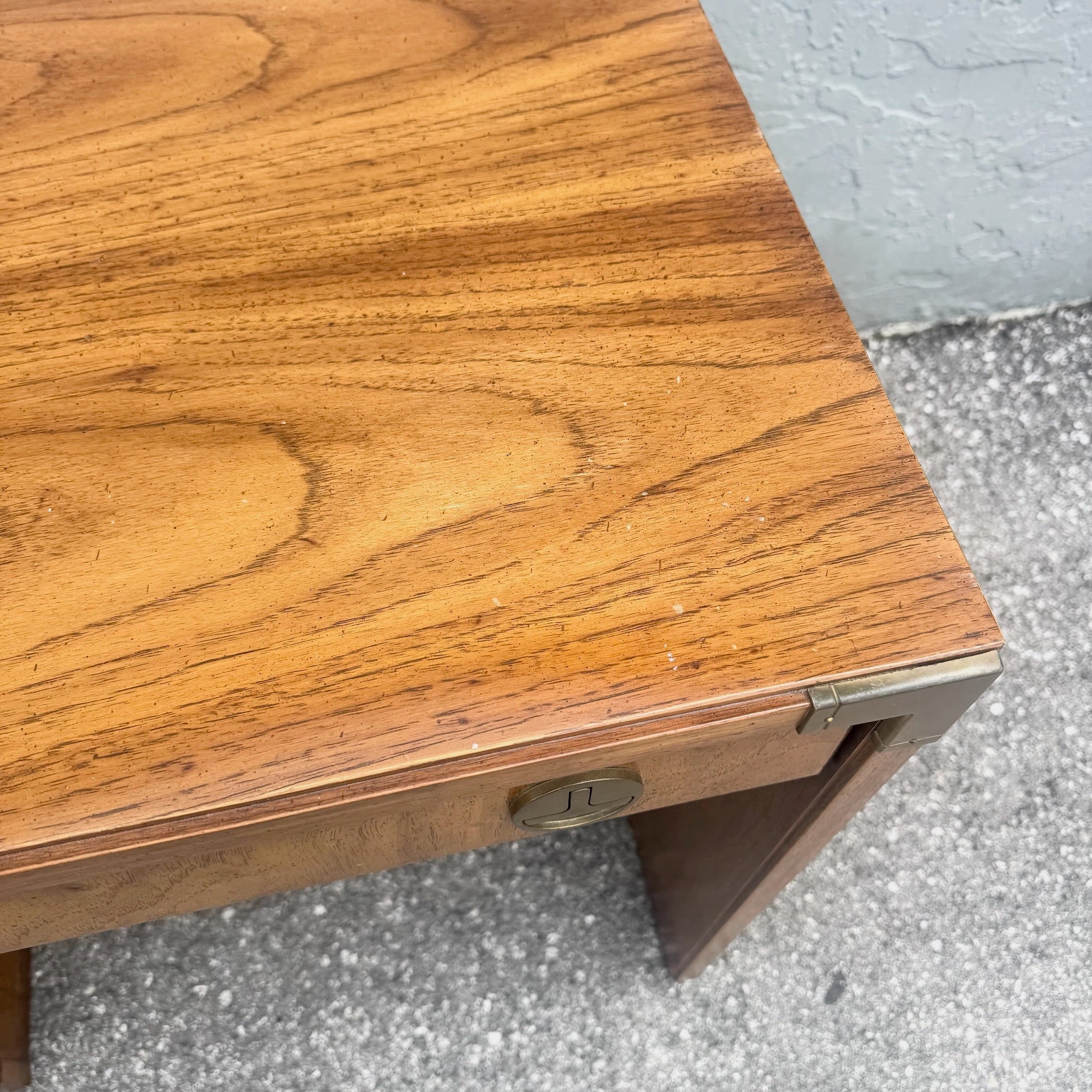 Vintage Huntley Campaign Desk by Thomasville Dolphin & Flamingo