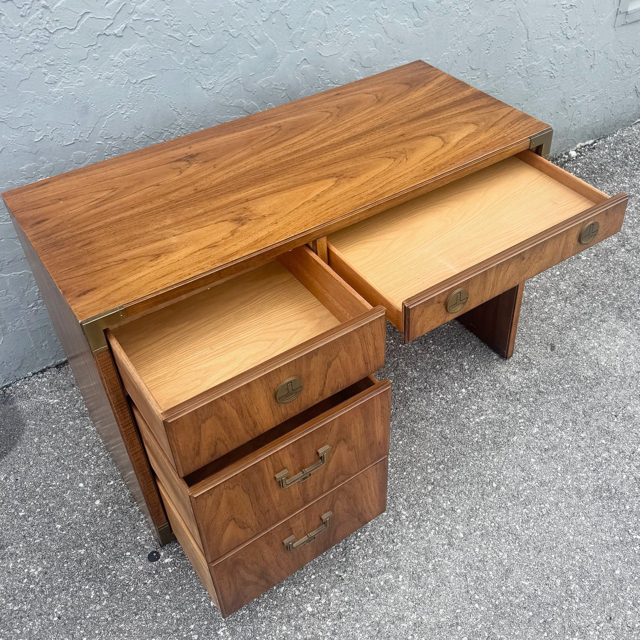 Vintage Huntley Campaign Desk by Thomasville Dolphin & Flamingo